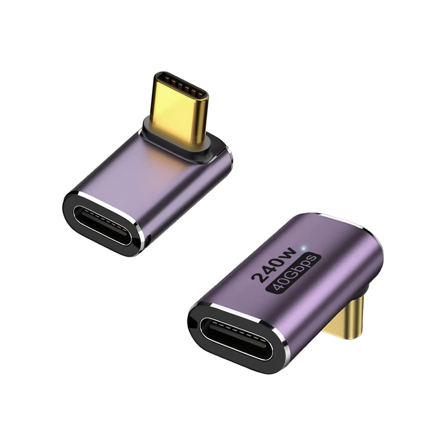 USB4 90 Degree USB C Adapter,Right Angle USB C to USB C Adapter USB C Male to USB C Female Extender,Thunderbolt 4 40Gbps 240W Type C Adapter for