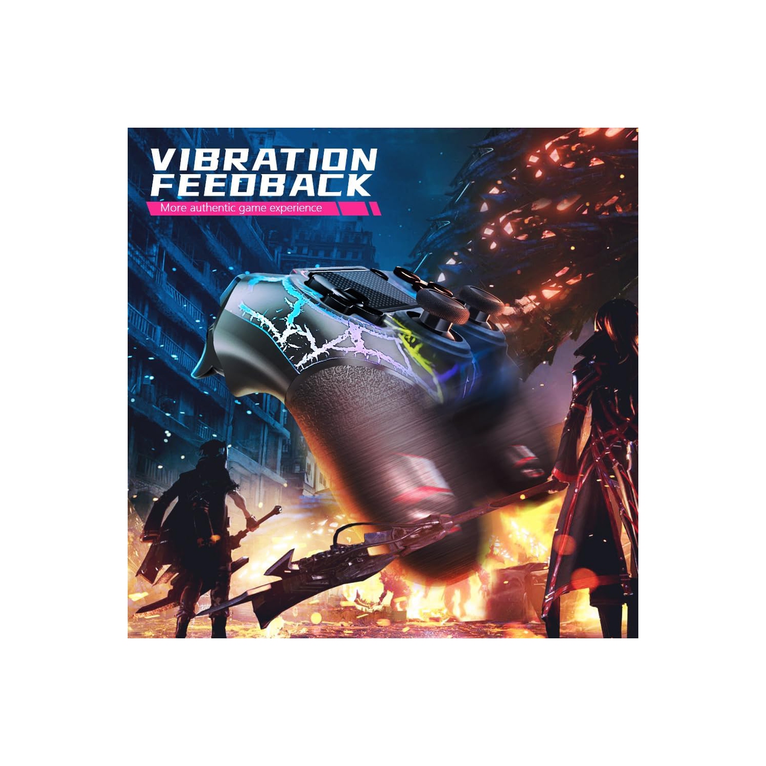 Une manette sans fil lumineuse pour PS4, design noir sur mesure avec lumière RVB, batterie 1000mAh, prise audio 3,5 mm et fonction Turbo,