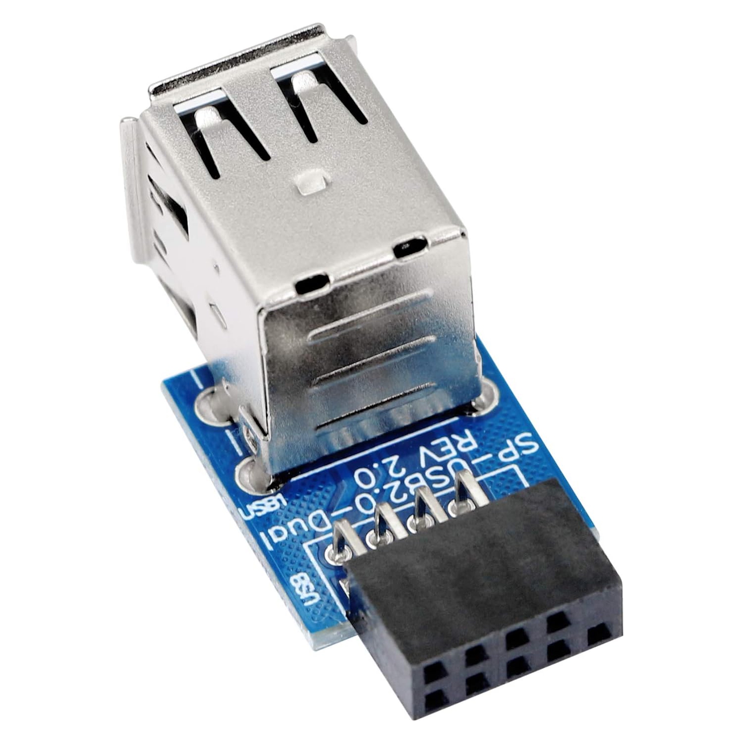 S 9pin USB 2.0 Female Pin Dual 2 Port USB Motherboard Header Adapter-Dual Layer Type for PC
