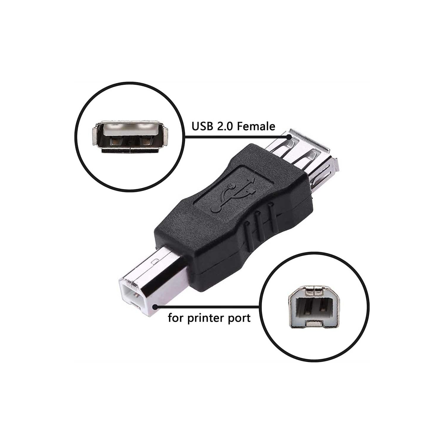 Adaptateur USB vers USB B, 2Packs convertisseur USB 2,0&nbsp;A femelle vers USB B mâle pour connexion d’imprimante