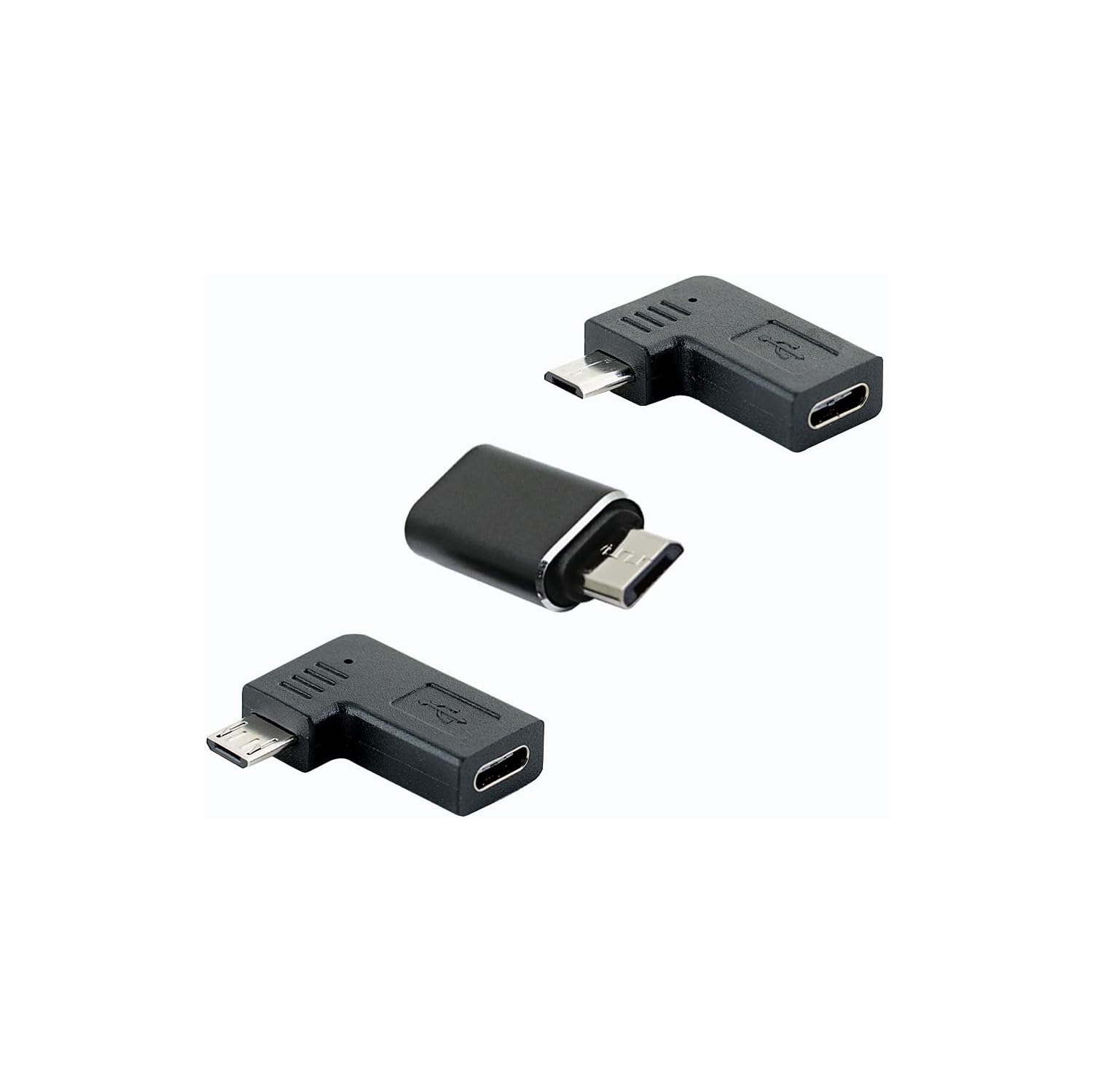 USB-C Type-C Female to Micro USB 2.0 5Pin Male Data Adapter 90 Degree Left & Right Angled Type,3 Pack