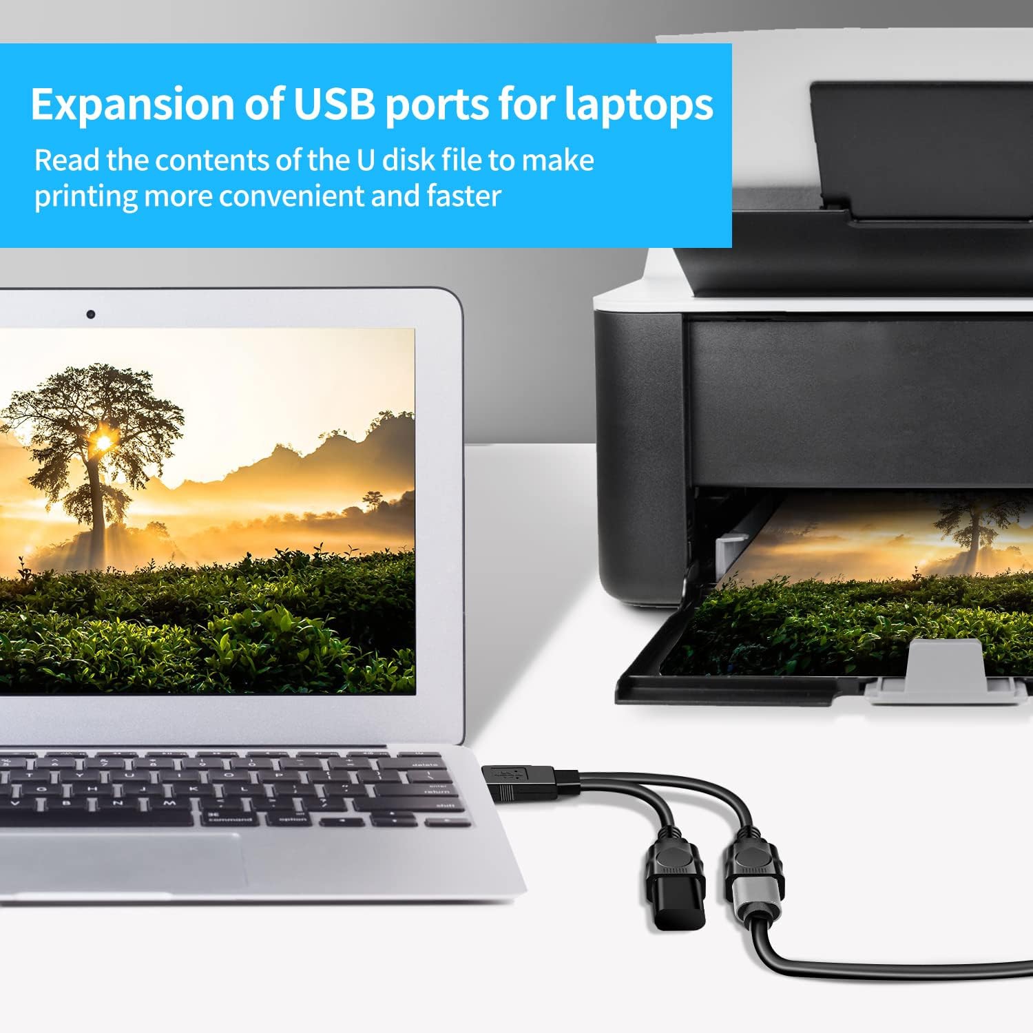 Usb splitter, USB Male to Dual USB Female Cable Adapter, for Charging/Data Transfer Dual Double USB Port Extender Hub Extra Multiport Data Split