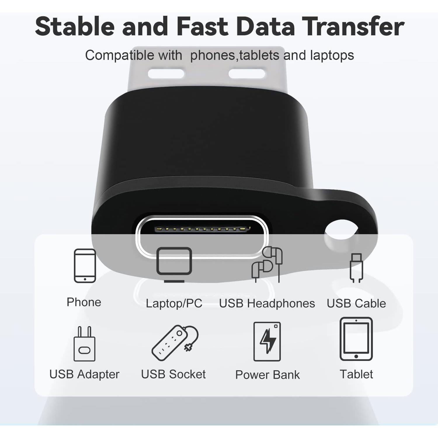 USB C to USB 3.0 Adapter, USB C Female to USB Male Adapter, USB C to Micro USB Adapter, Micro USB to USB C (Male) Adapter with Lanyard (4 Pack) for