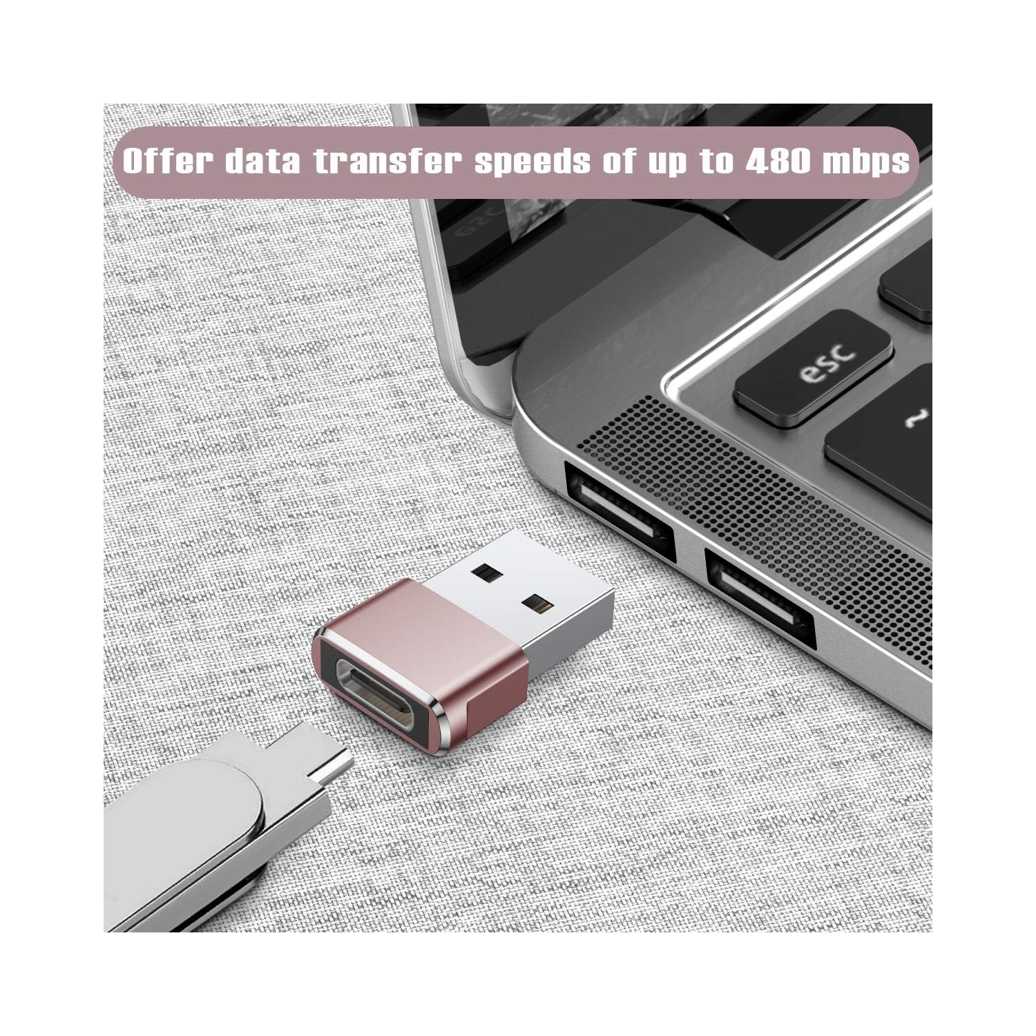 B USB to USB C Adapter 3Pack,Type C Female to USB A Male Charger Connector for iPhone 11 12 13 14 Pro Max,Airpods iPad Air,Samsung Galaxy Note 20 S20