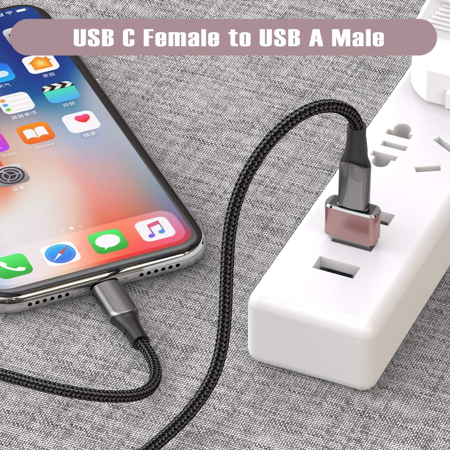 B USB to USB C Adapter 3Pack,Type C Female to USB A Male Charger Connector for iPhone 11 12 13 14 Pro Max,Airpods iPad Air,Samsung Galaxy Note 20 S20