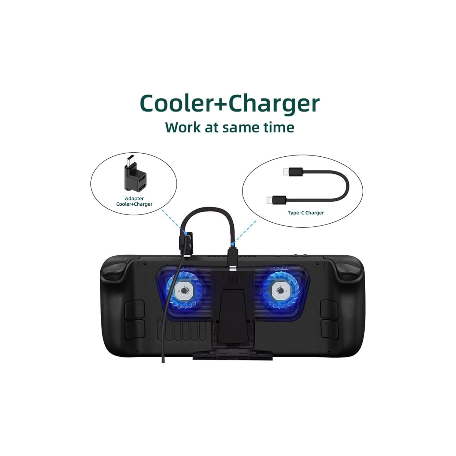 N 10Gbps USB3.0 Type C Male to Dual Female Power Data Splitter Adapter Up Angled Compatible with Steam Deck Laptop