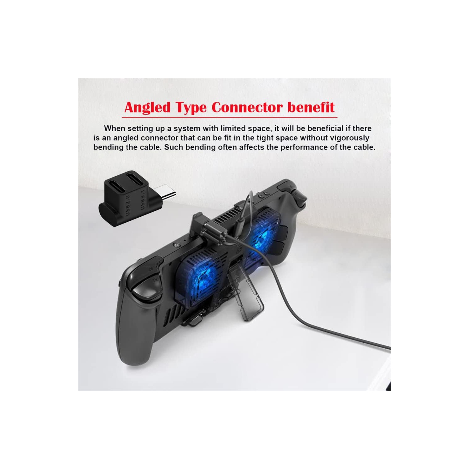 N 10Gbps USB3.0 Type C Male to Dual Female Power Data Splitter Adapter Up Angled Compatible with Steam Deck Laptop