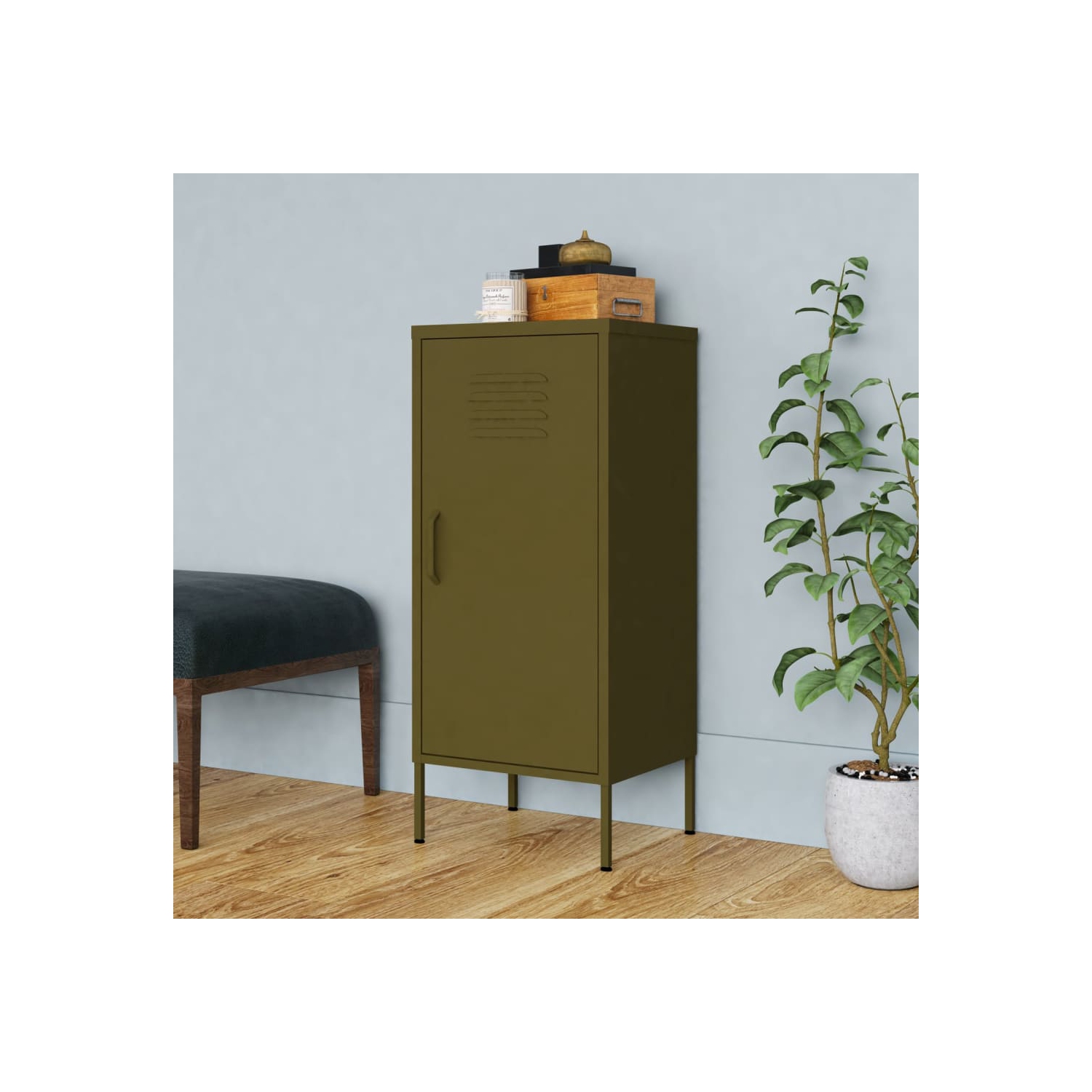 vidaXL Storage Cabinet Olive Green 42.5x35x101.5 cm Steel