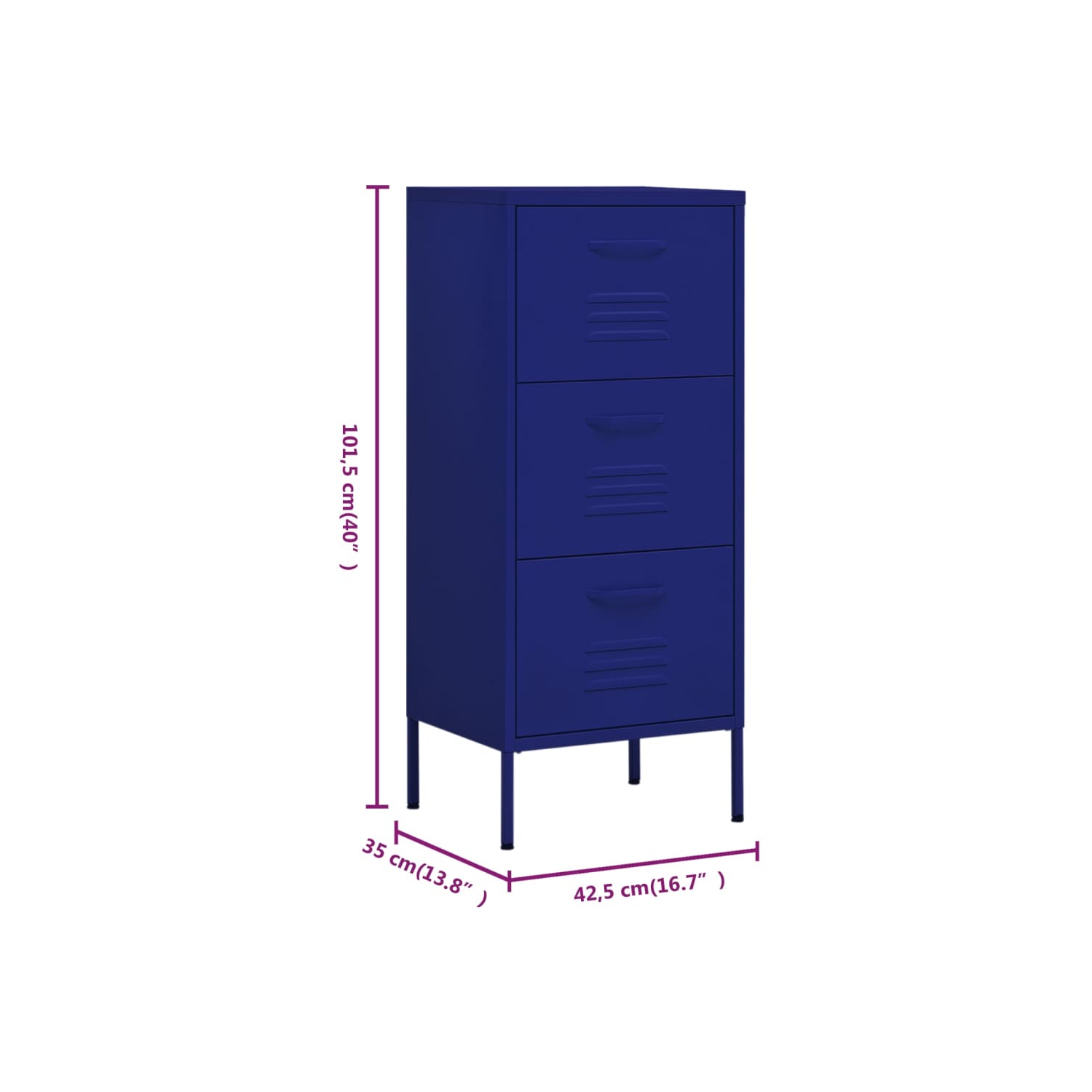 vidaXL Storage Cabinet Navy Blue 42.5x35x101.5 cm Steel