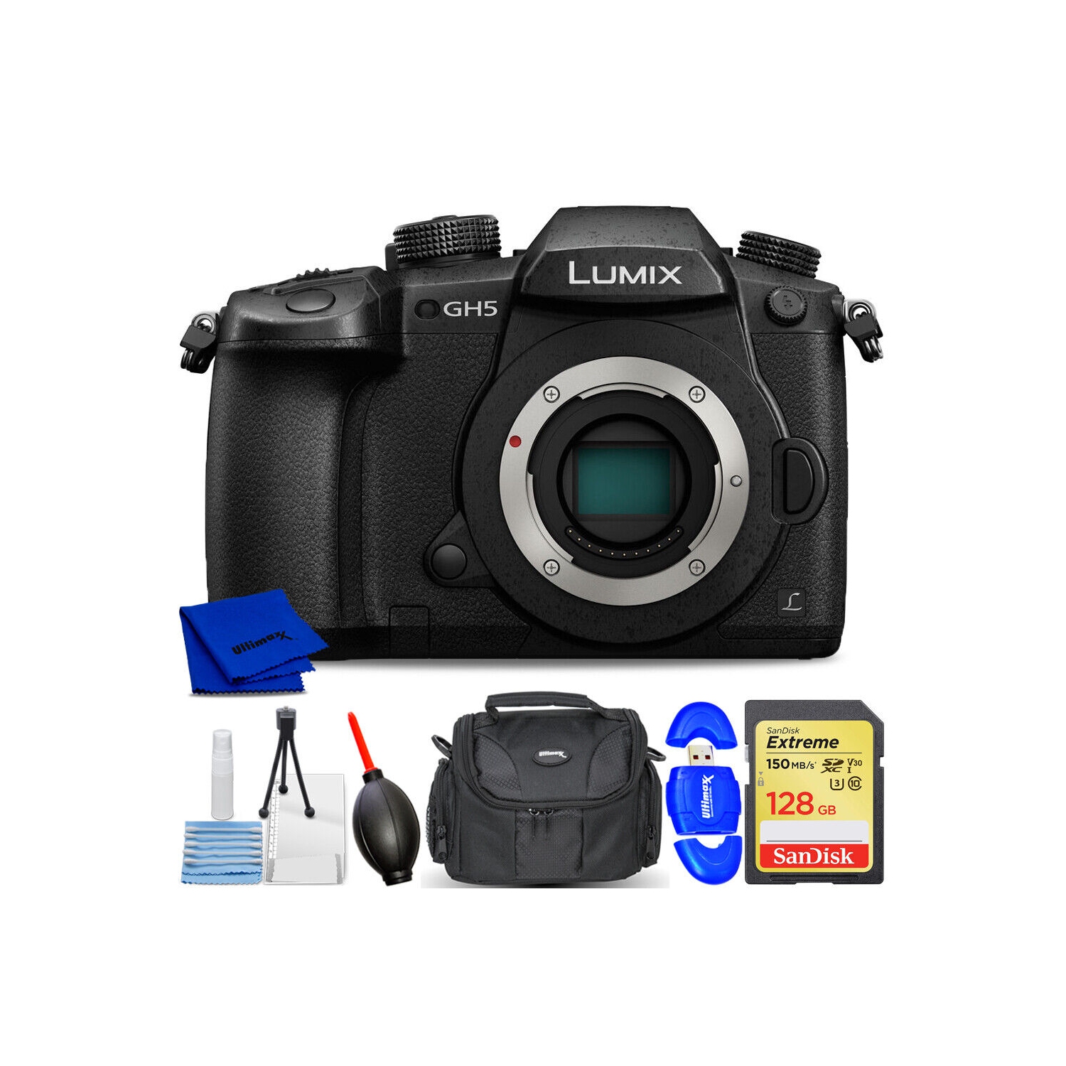 Panasonic Lumix DC-GH5 Mirrorless Micro 4/3 Digital Camera - 7PC Accessory Kit