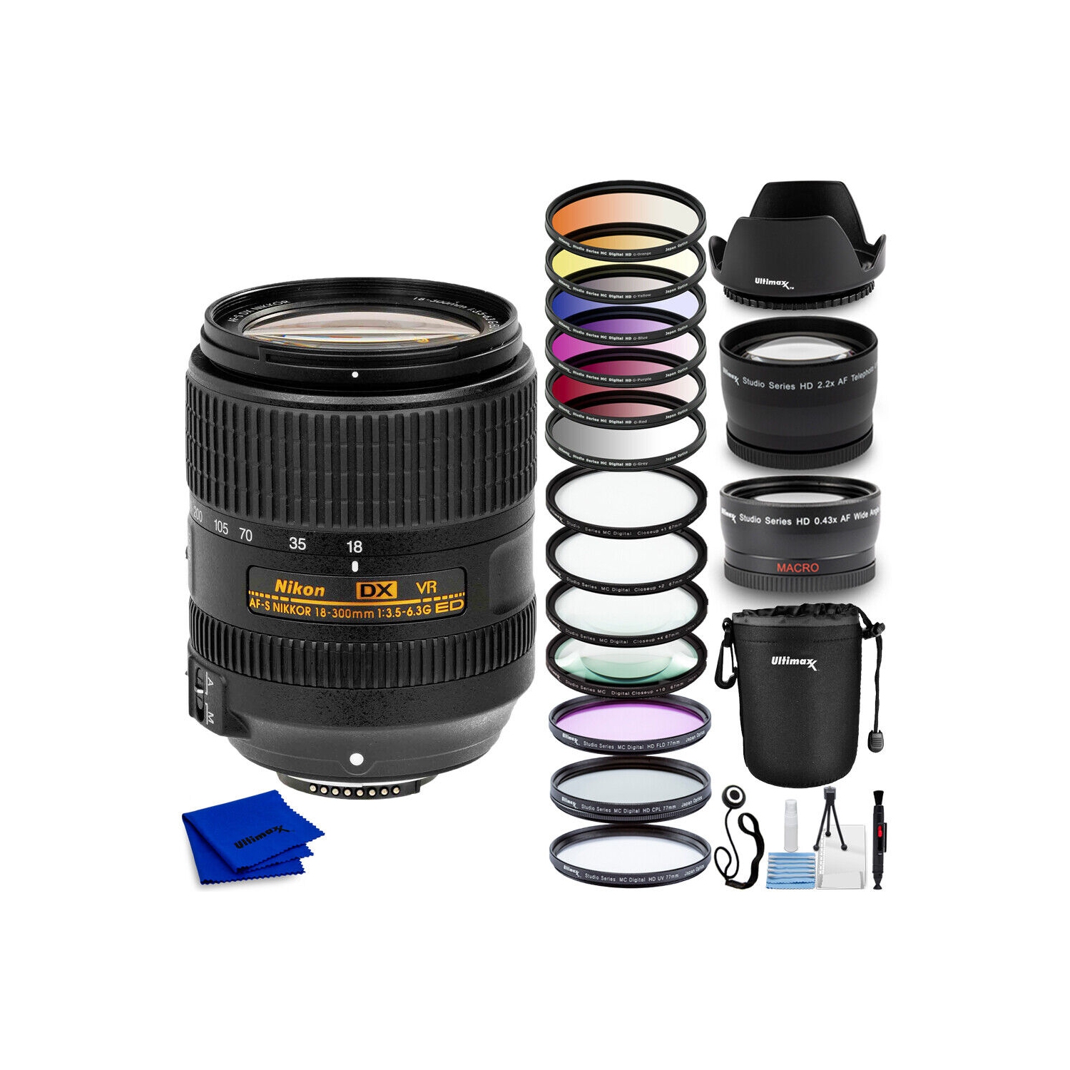 Objectif AF-S DX NIKKOR 18-300&nbsp;mm ED VR de Nikon + téléobjectif et objectifs grand-angle