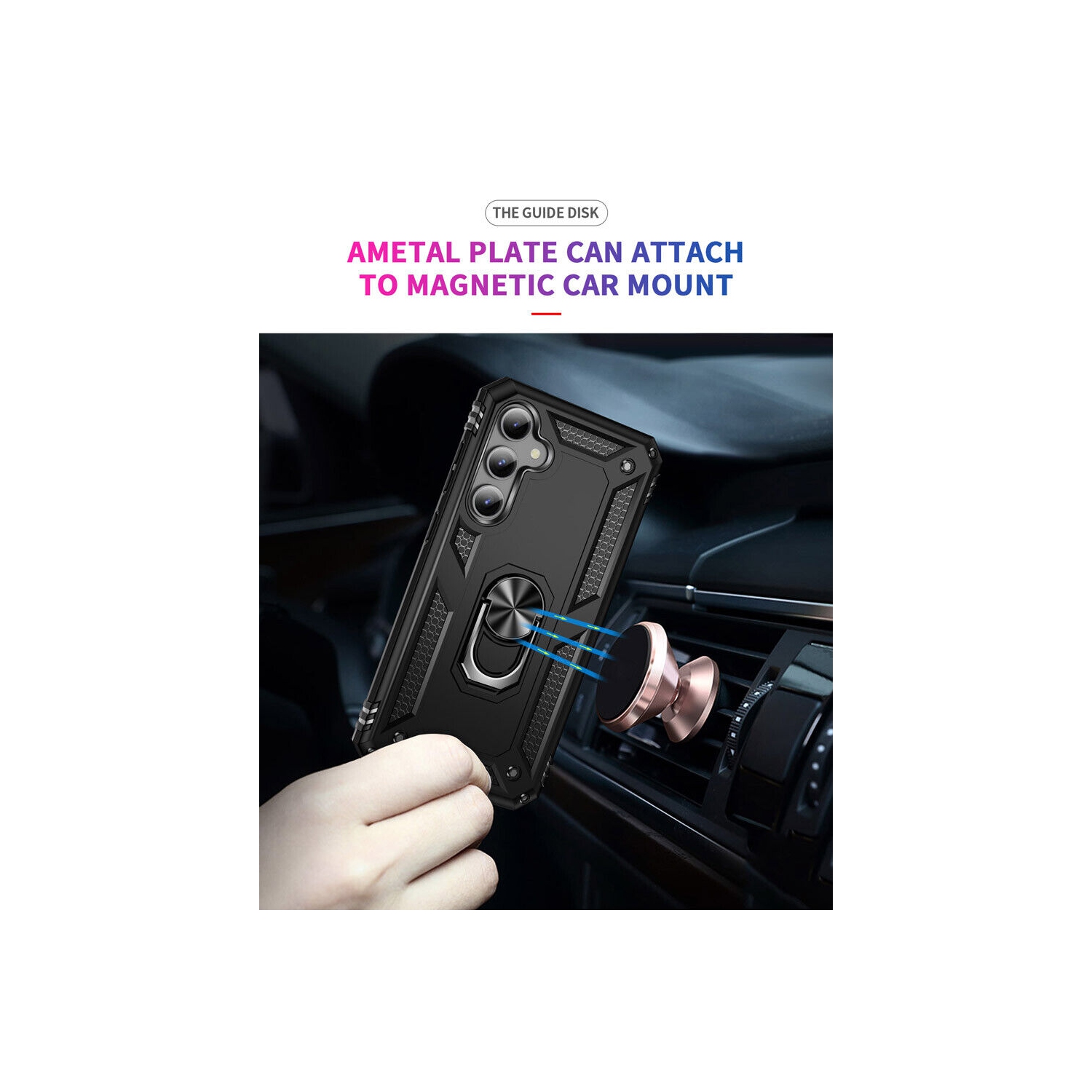 【CSmart】 Anti-Drop Hybrid Magnetic Hard Kickstand Case Cover with Ring Holder for Samsung Galaxy S23 FE, Grey