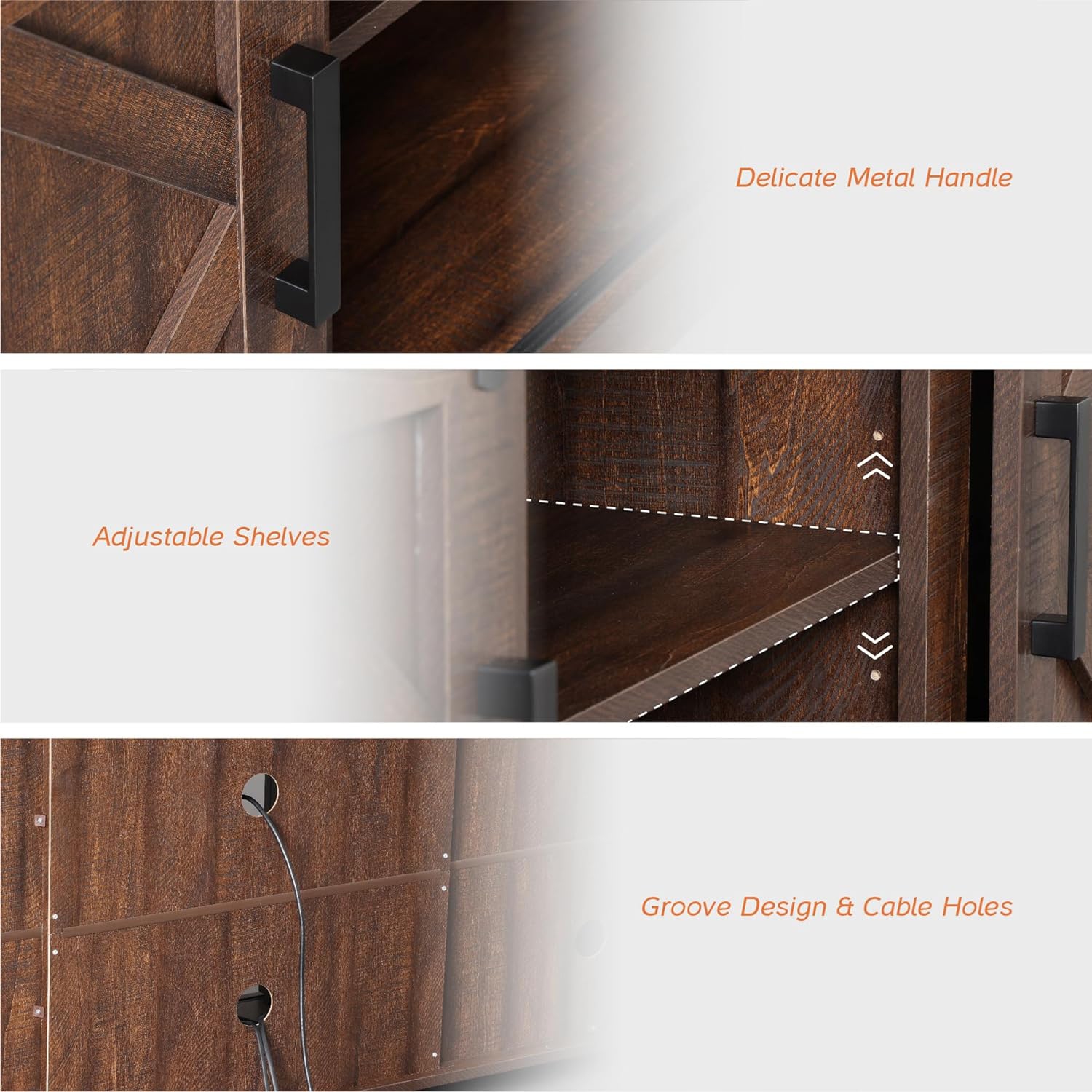 WAMPAT Fireplace TV Stand Farmhouse Sliding Barn Door Entertainment Center for TVs Up to 75 inches, Rustic Brown