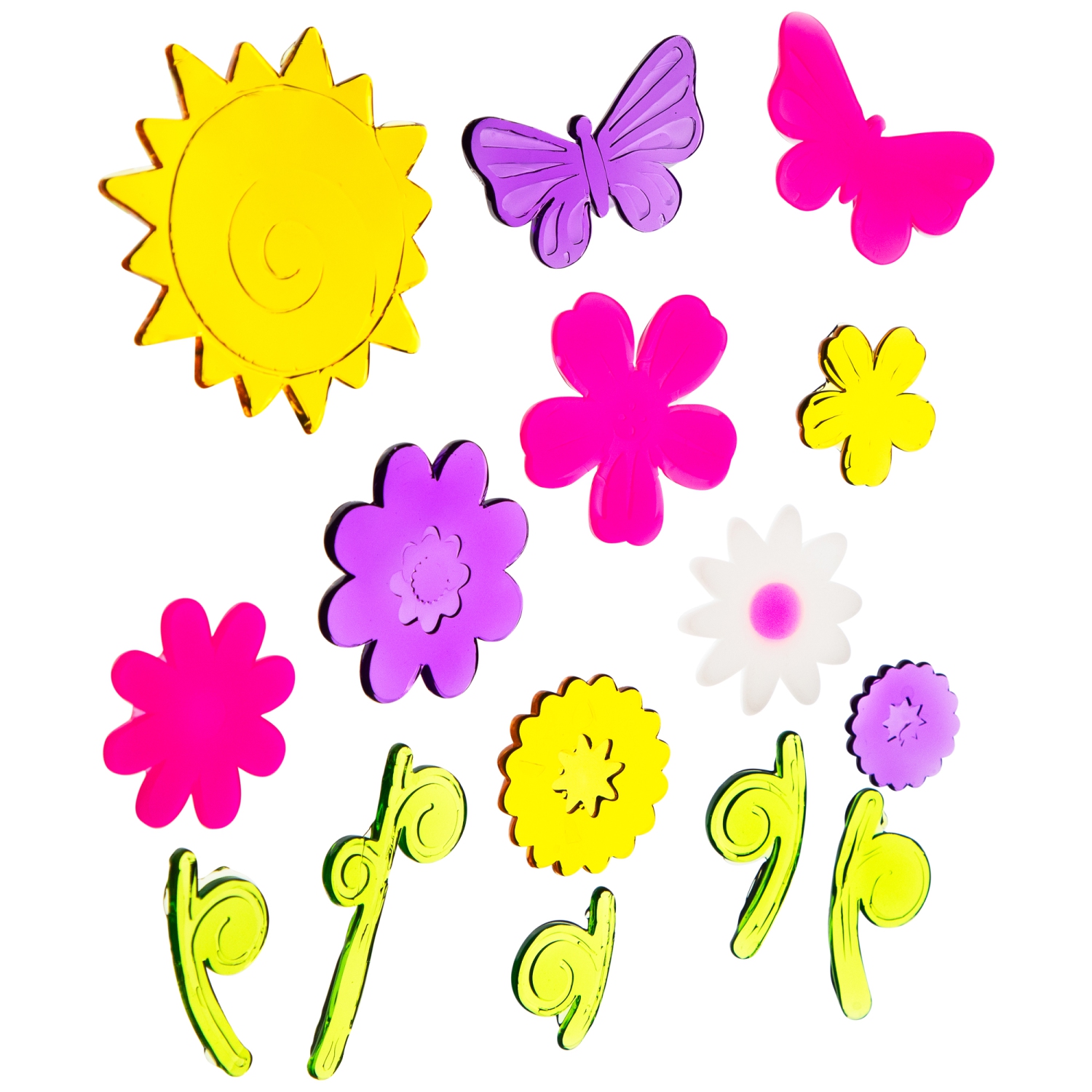 Autocollants de fenêtre en gel printanier fleurs roses et violettes, paq. 14