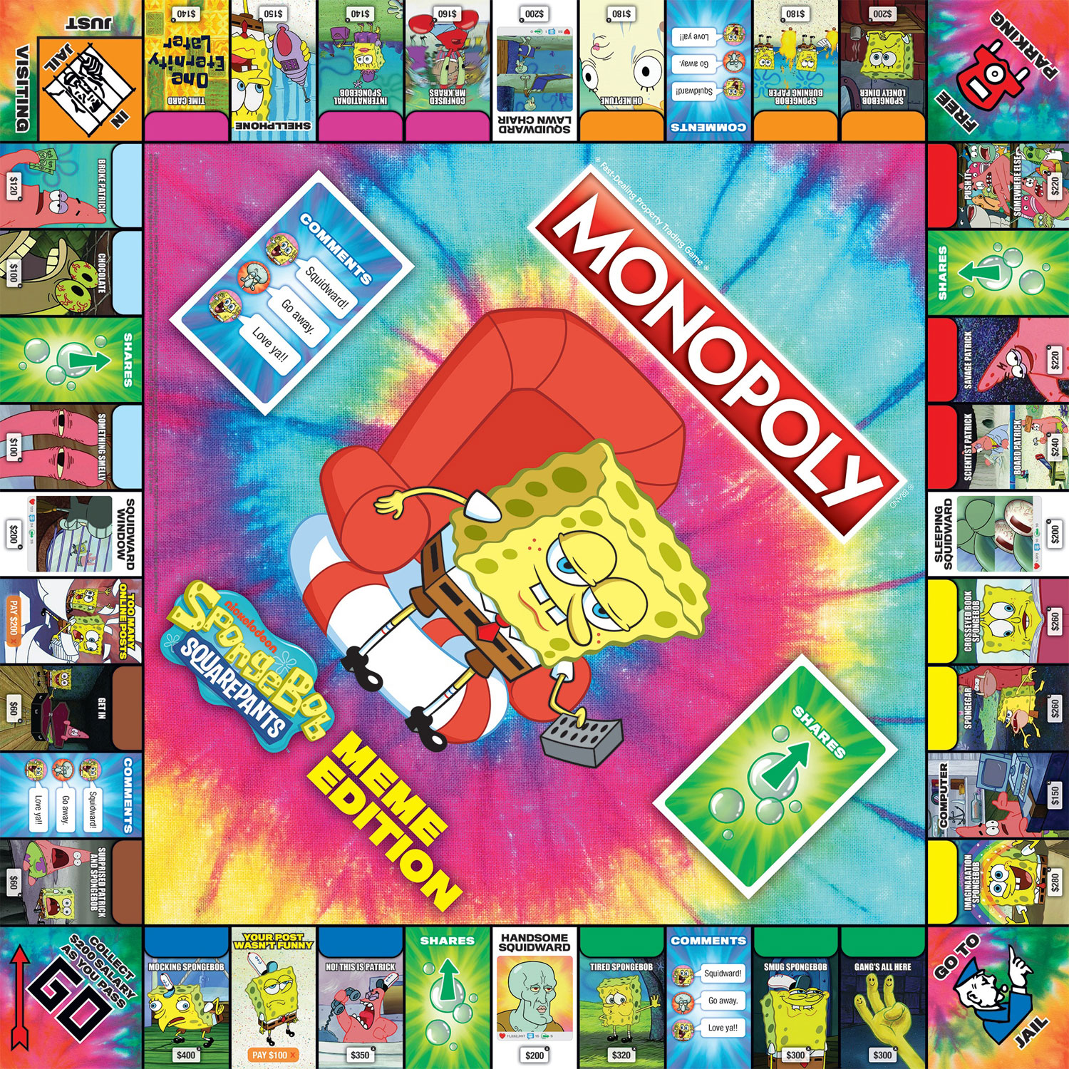 Monopoly: Jeu de société SpongeBob SquarePants Meme Edition - Anglais