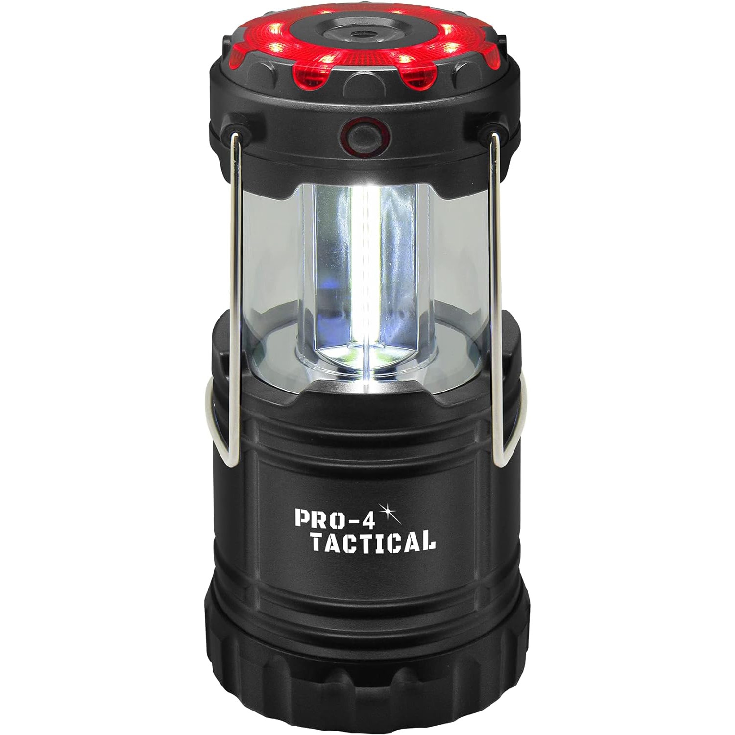 Pro-4 Tactical Portable Lantern with Bright Light, 300 Lumens, Magnetic Base, Emergency Red Hazard Flasher, and 3 AA Batteries Included