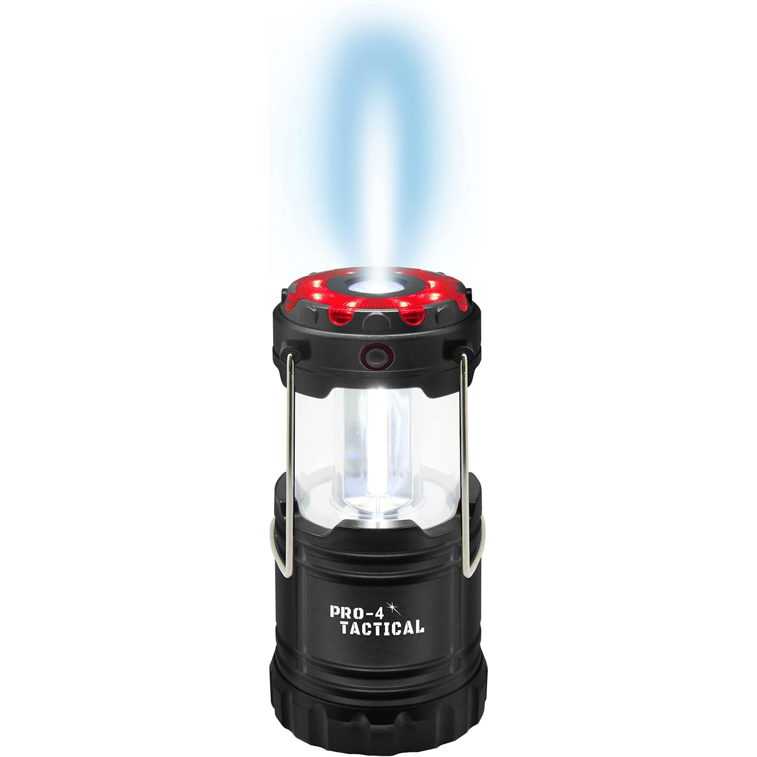 Pro-4 Tactical Portable Lantern with Bright Light, 300 Lumens, Magnetic Base, Emergency Red Hazard Flasher, and 3 AA Batteries Included