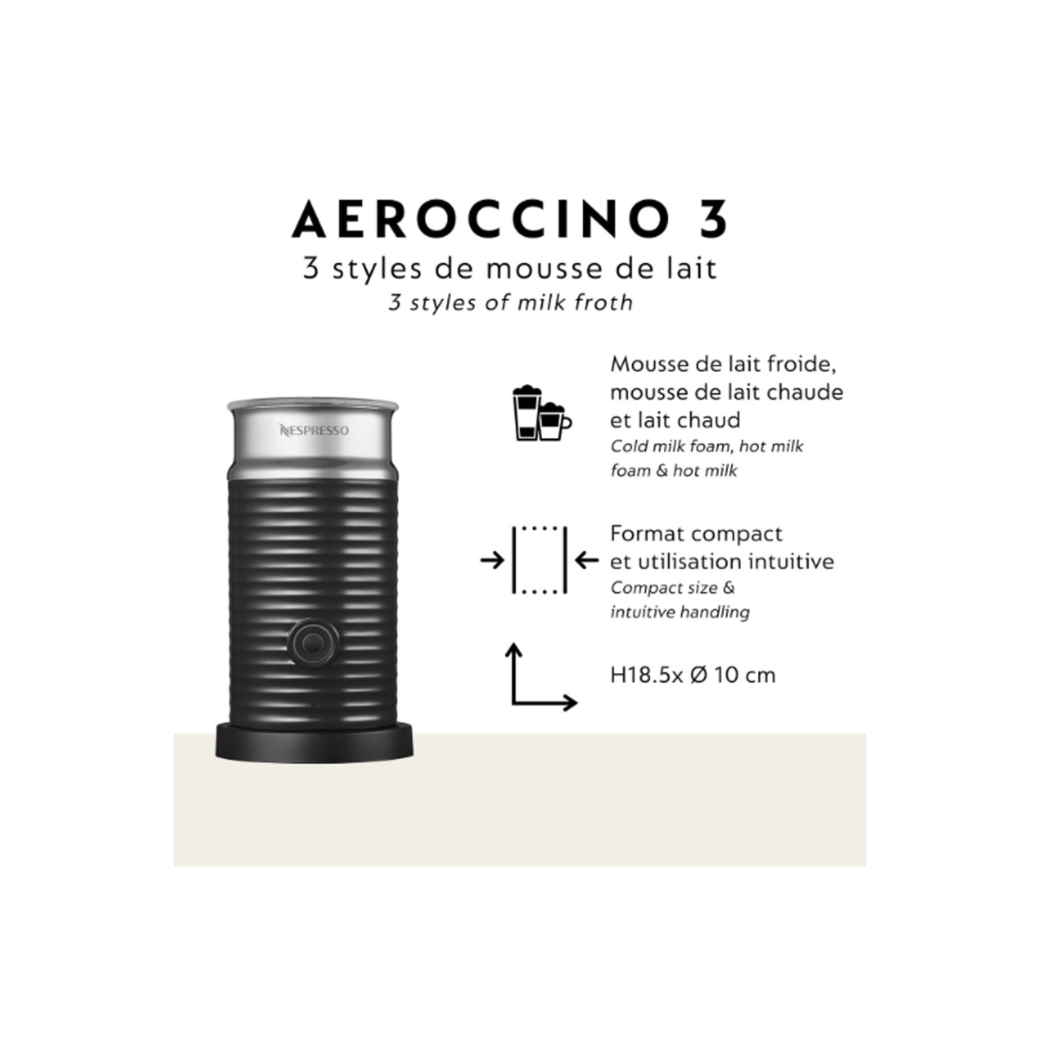 Machine à café/espresso Nespresso Vertuo Next Deluxe de de'Longhi avec Aeroccino - Noir/Chrome