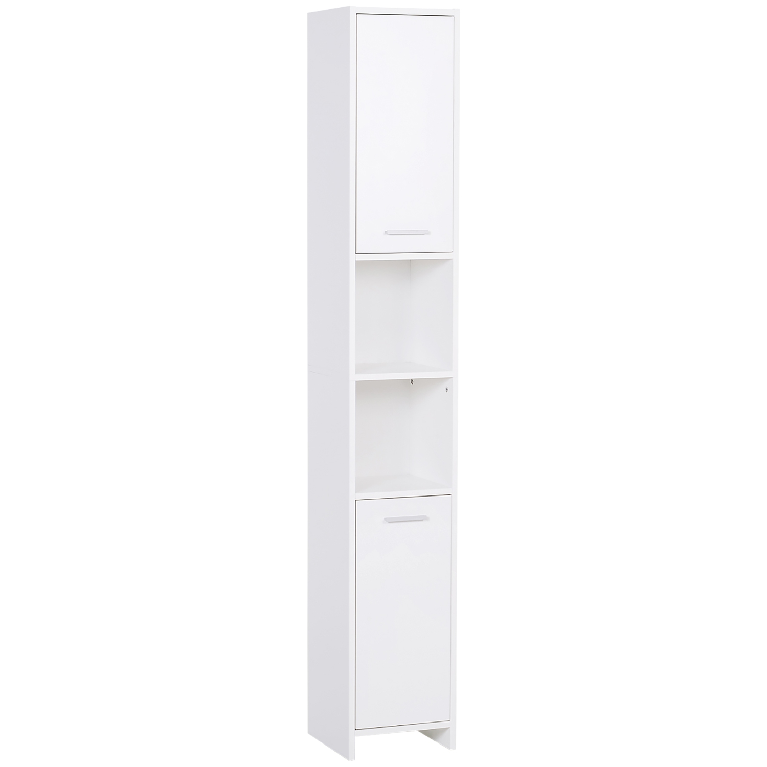 HOMCOM – Armoire de salle de bain mince, grande armoire de rangement de salle de bain avec 2 portes, compartiment ouvert et tablettes réglables, blanc