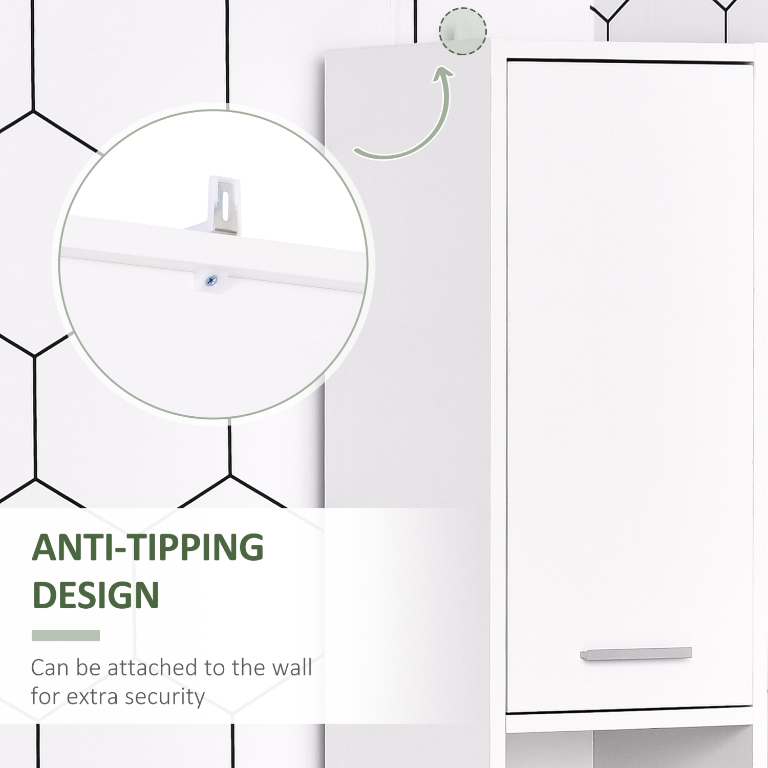 HOMCOM – Armoire de salle de bain mince, grande armoire de rangement de salle de bain avec 2 portes, compartiment ouvert et tablettes réglables, blanc