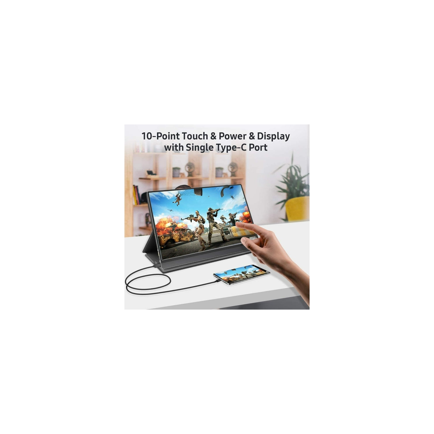 Portable Monitor Touch Screen, Built-in 10500mAh Rechargeable Battery, UPERFECT 15.6 FHD HDR 1080P Portable Laptop Monitor for Laptop Mackbook PC