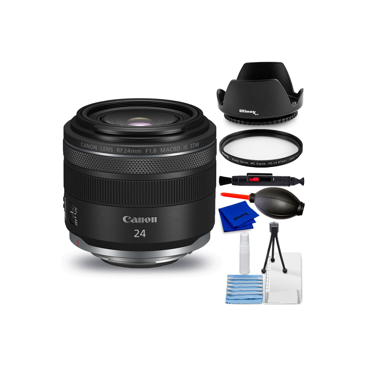 Canon RF 24mm f/1.8 Macro IS STM Lens 5668C002 - 7PC Accessory Bundle
