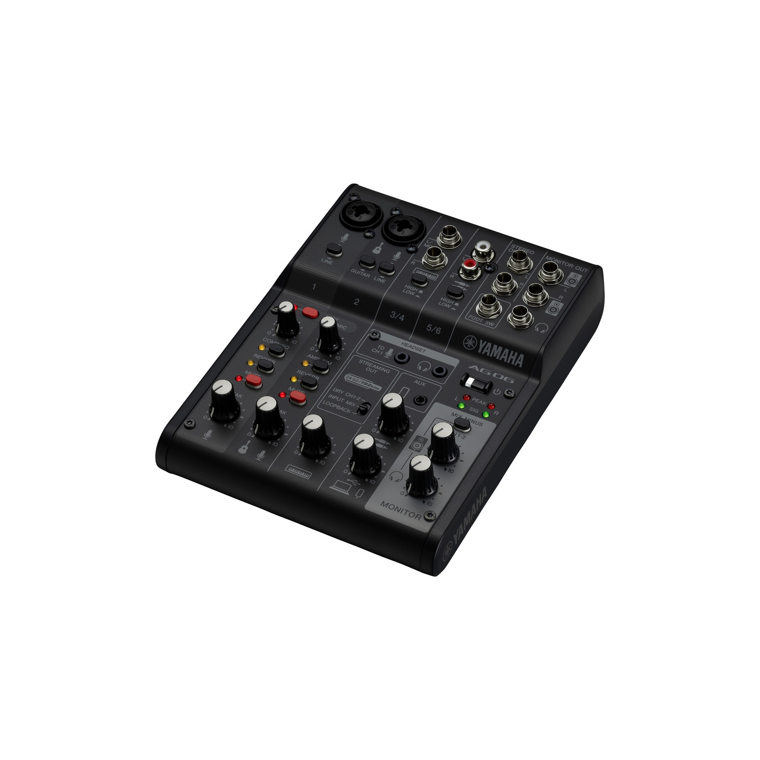 Yamaha AG06MK2 Black 6-Channel Live Streaming Loopback Mixer/USB Interface with Steinberg Software Suite