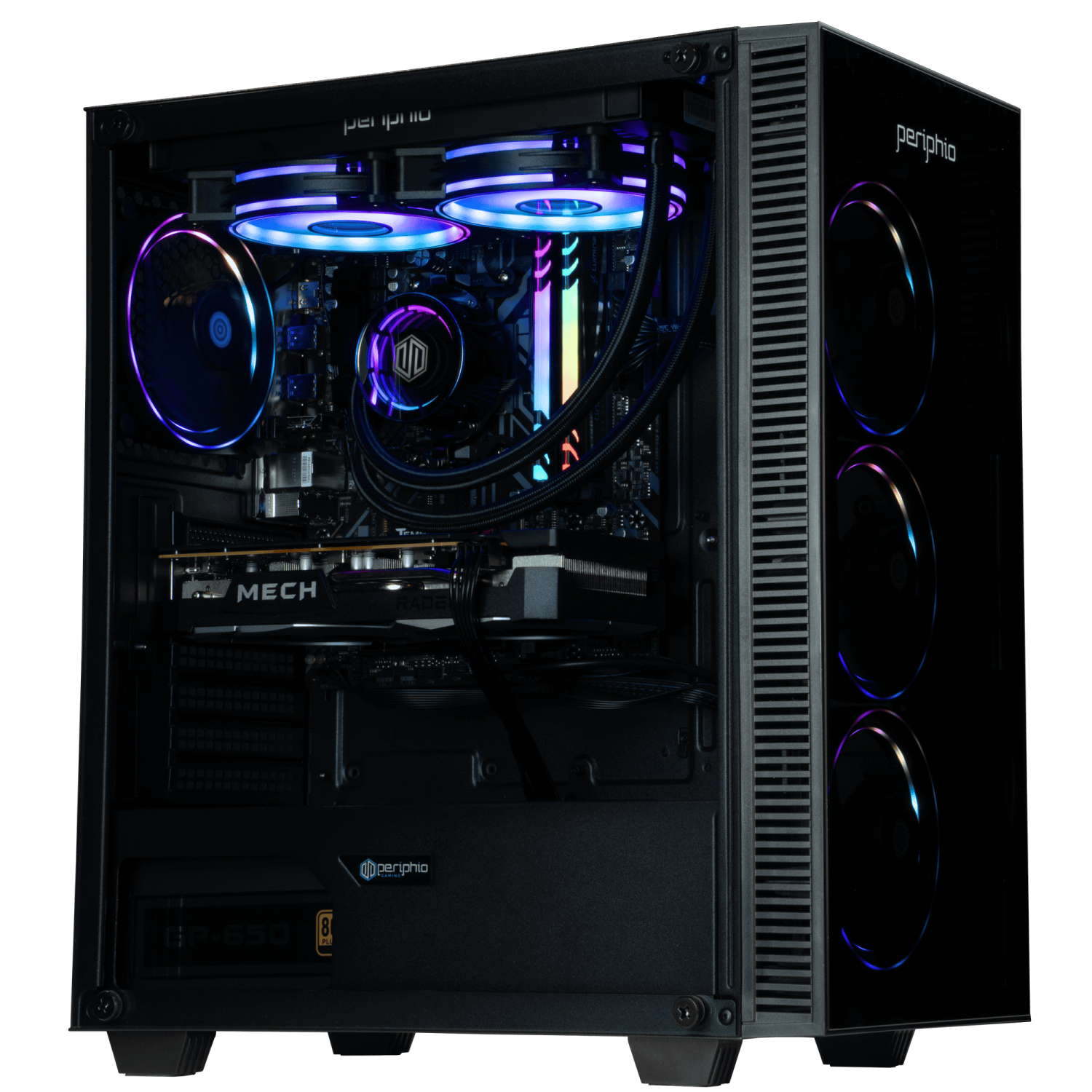 Periphio Firestorm Prebuilt Gaming PC |AMD Ryzen 5 5600X (4.6GHz Turbo) | Radeon RX 6650 XT (8GB) | 1TB M.2 NVMe SSD | 16GB DDR4 RAM | Win 10 Gaming Desktop Computer | WiFi + BT
