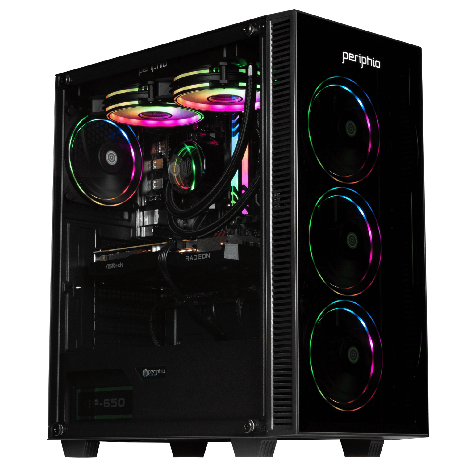 Periphio Firestorm Prebuilt Gaming PC |AMD Ryzen 5 5600X (4.6GHz Turbo) | Radeon RX 6600 (8GB) | 1TB M.2 NVMe SSD | 16GB DDR4 RAM | Win 10 Gaming Desktop Computer | WiFi + BT