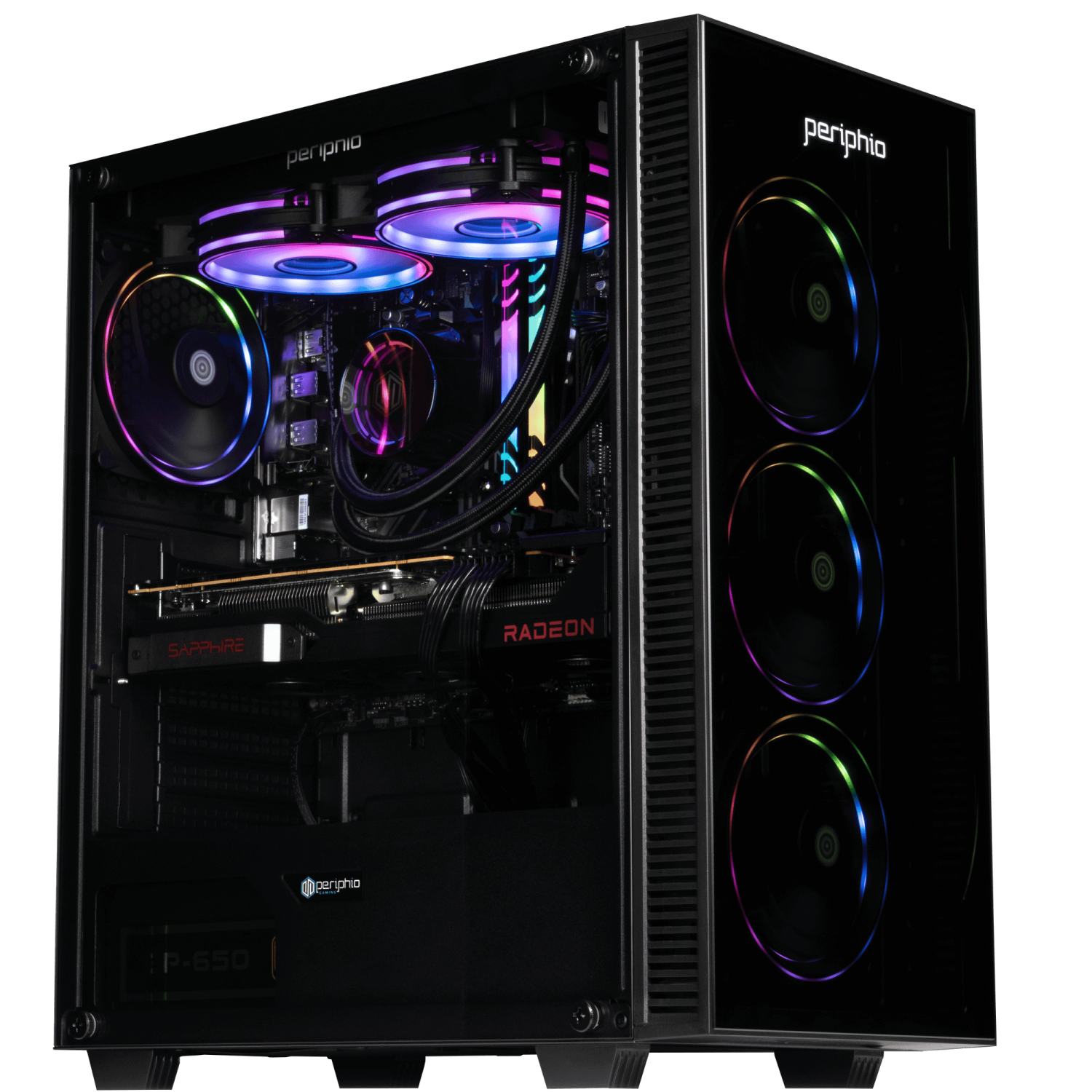 Periphio Firestorm Prebuilt VR Ready Gaming PC |AMD Ryzen 5 5600X (4.6GHz Turbo) | Radeon RX 6800 XT (16GB) | 1TB M.2 NVMe SSD | 16GB DDR4 RAM | Win 10 Gaming Desktop| WiFi + BT
