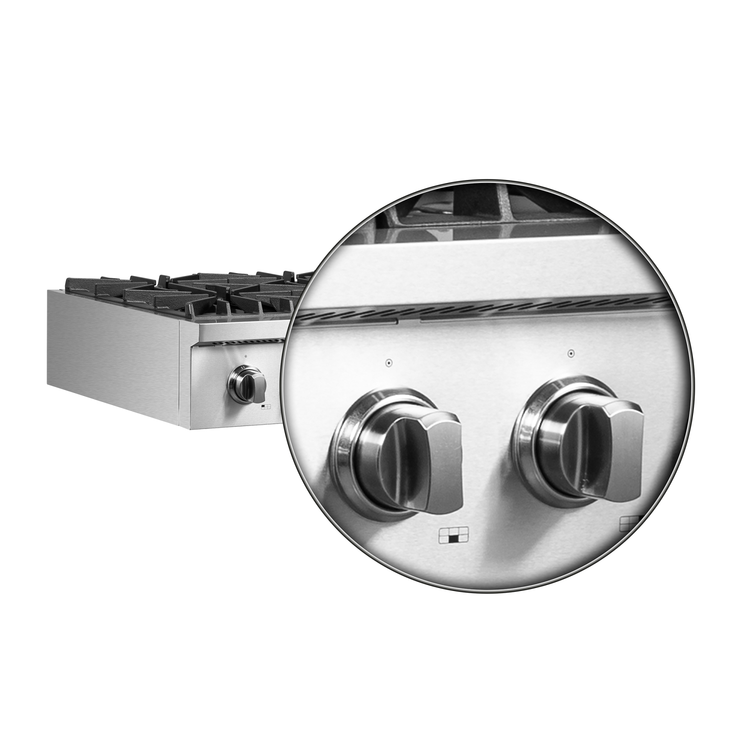 Forno Cossato Alta Qualita gaz de 36 po, surface de cuisson en acier inoxydable, encastrable, allumage électronique