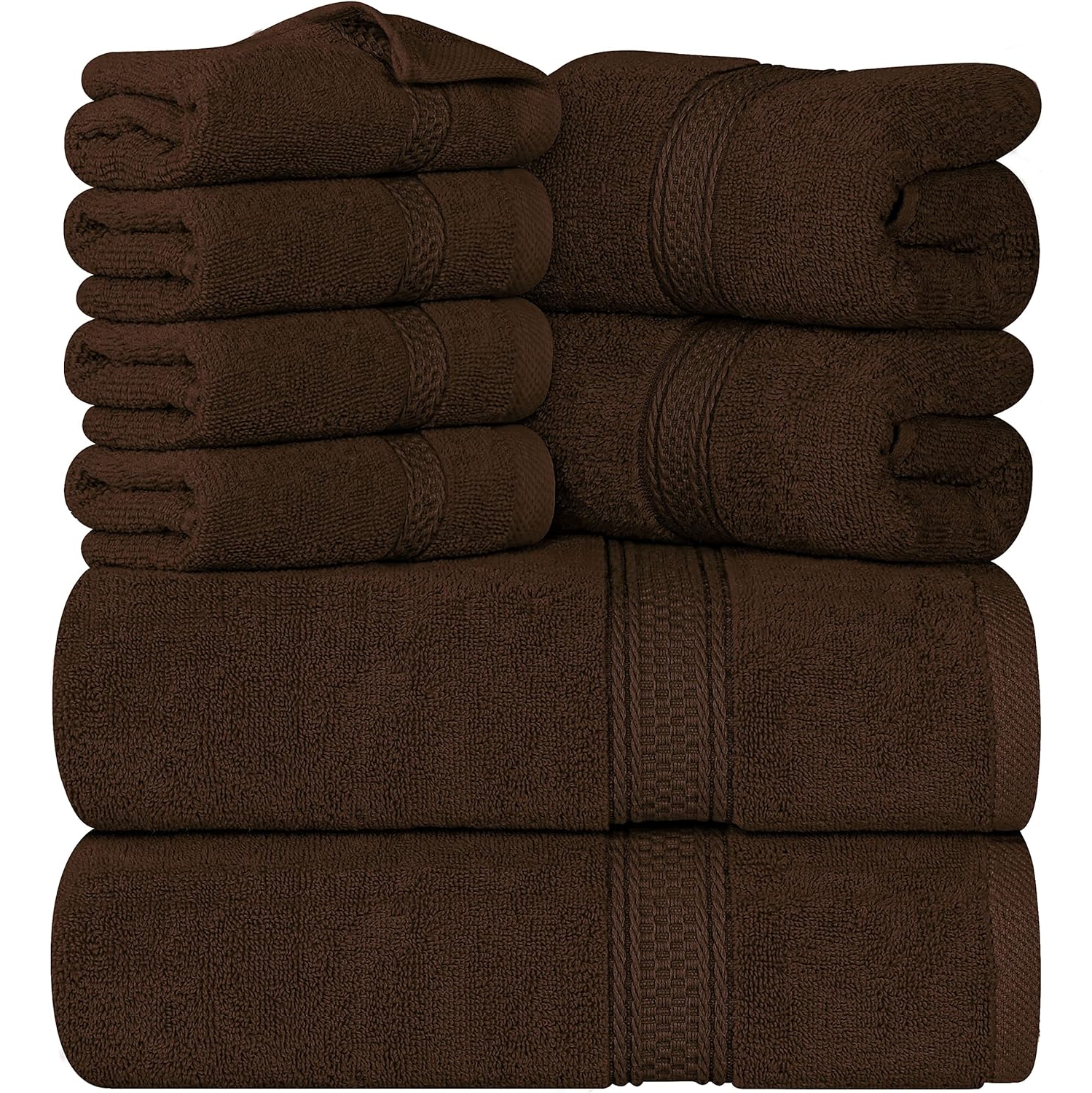 Utopia Towels 8-Piece Luxury Towel Set, 2 Bath Towels, 2 Hand Towels, and 4 Wash Cloths, 600 GSM 100% Ring Spun Cotton Highly AB