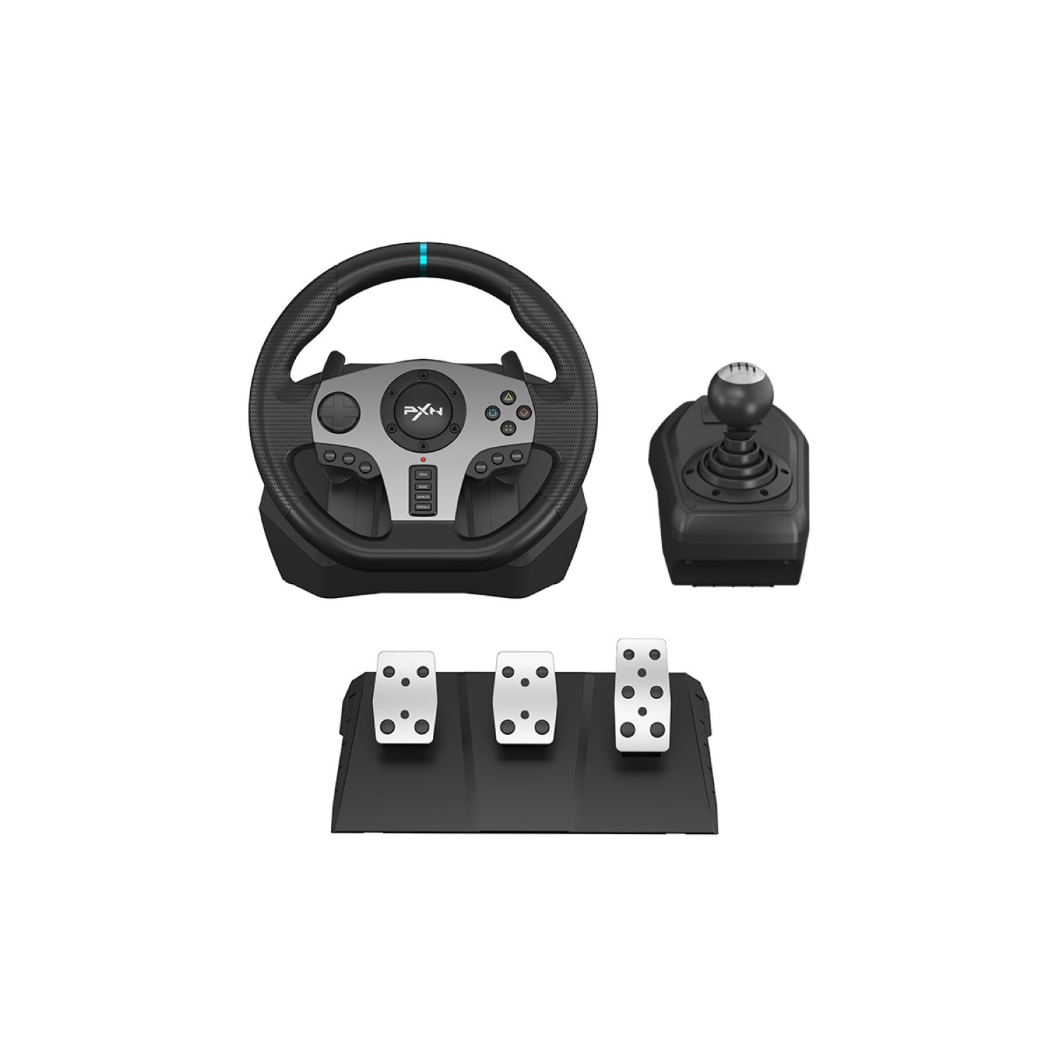 PXN PC Steering Wheel, V9 Universal Usb Car Sim 270/900 Degree Race Steering Wheel with 3-Pedals and Shifter Bundle for PS4,PS3, Switch