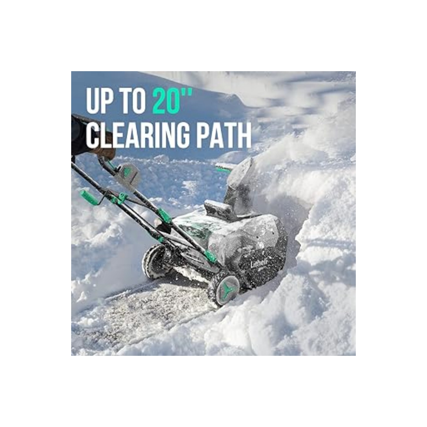 Moteur sans balai à souffleuse à neige sans fil 2 x 20&nbsp;V de Litheli avec 2 batteries 4,0&nbsp;Ah et chargeur