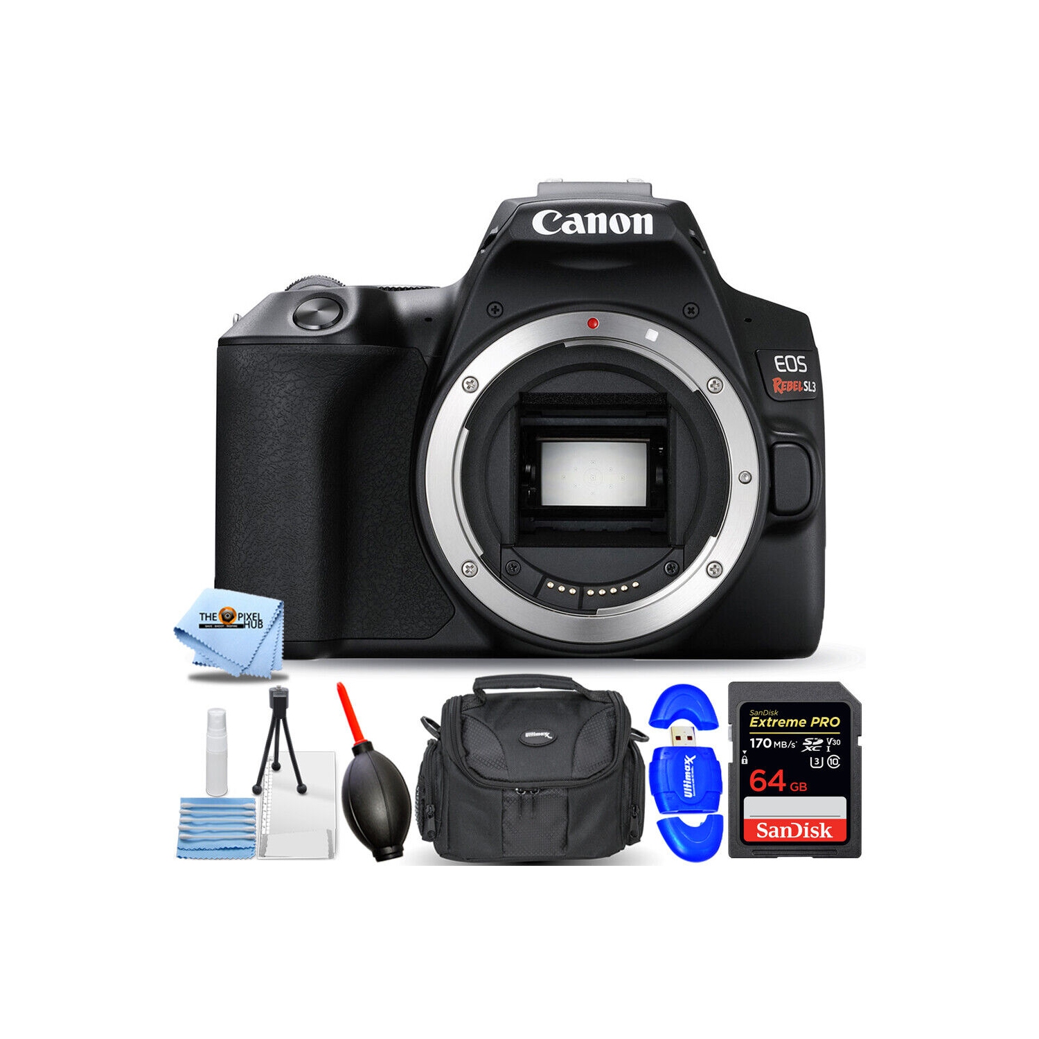 Canon EOS Rebel SL3 DSLR Camera (Black, Body Only) 3453C001 - 7PC Accessory Kit