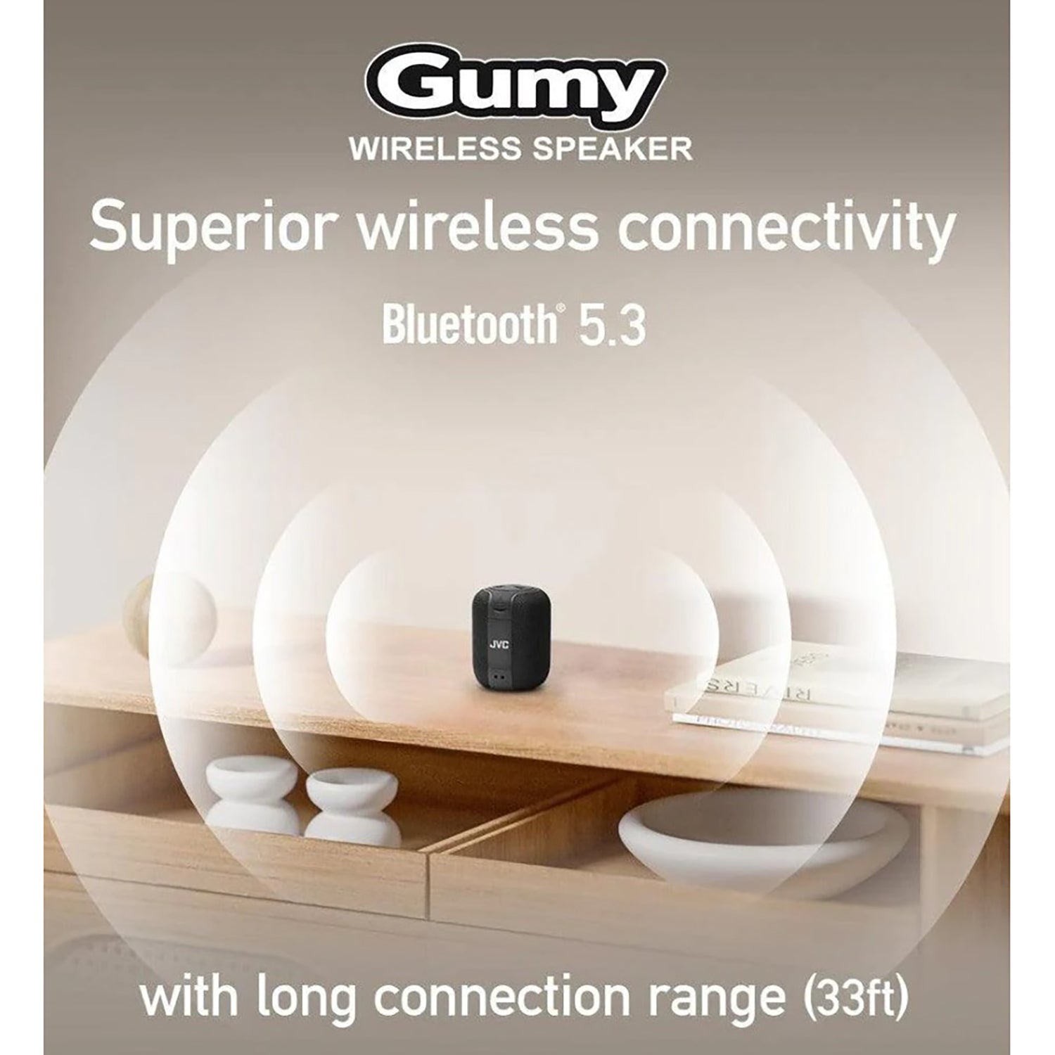 JVJVC SP-SG1BT GUMY Portable Wireless Speaker With Surround Sound-Black