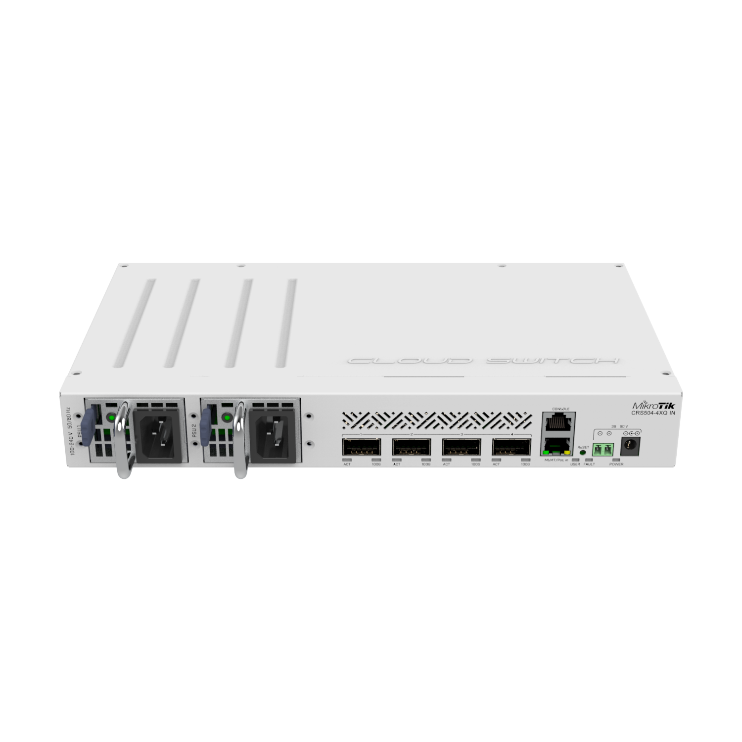CRS504-4XQ-IN100 Gigabit networking. This switch is the next step in upgrading existing 10 or 25 Gigabit networks. Multiple powering options, dual
