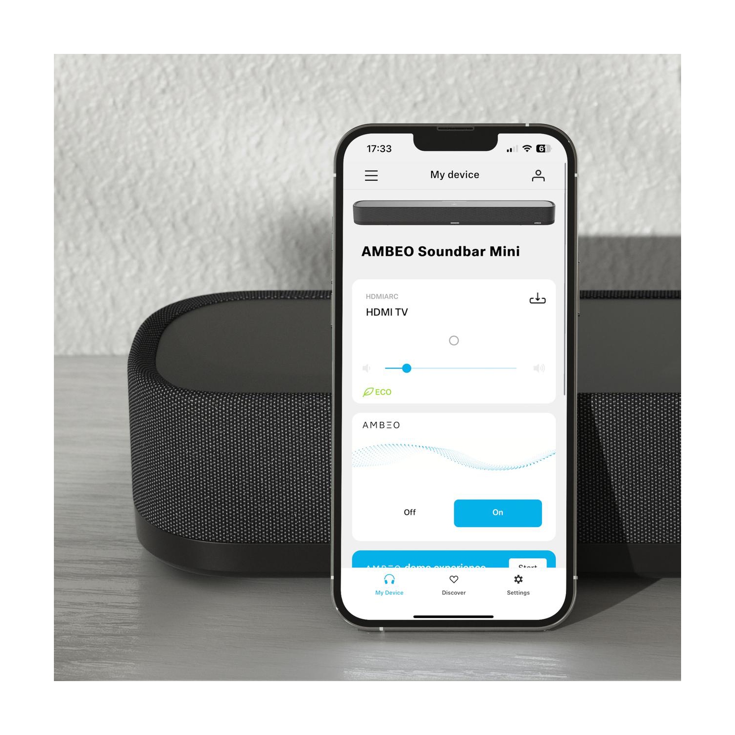 Mini barre de son AMBEO de Sennheiser - son ambiophonique Dolby ATMOS 7.1.4 canaux, Bluetooth et connectivité Wi-Fi avec Alexa et Assistant Google
