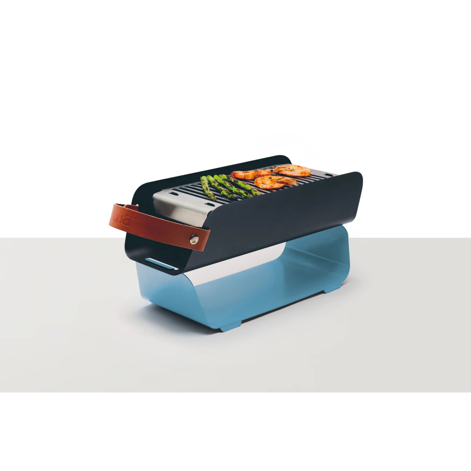 Barbecue portatif au charbon de bois pour le camping et la plage de UNA, petit barbecue de table avec poignée de transport, grilles en acier