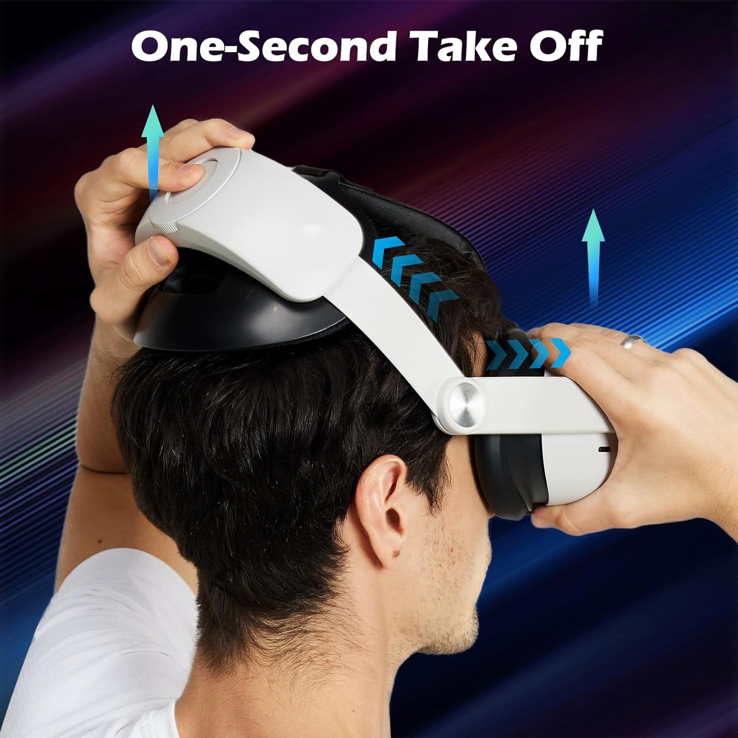 Adjustable Head Strap Compatible with Quest 3, One Click Stretch and Retract Design, Enhanced Comfort and Gaming Immersion VR Accessories for