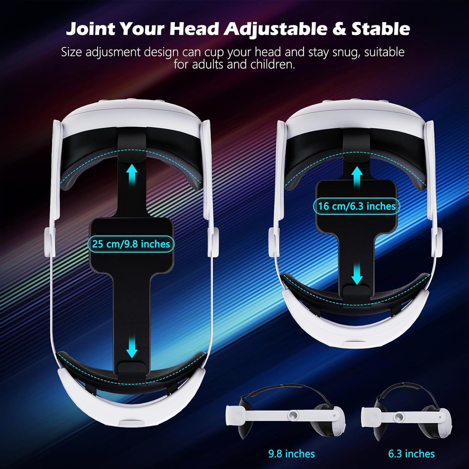 Adjustable Head Strap Compatible with Quest 3, One Click Stretch and Retract Design, Enhanced Comfort and Gaming Immersion VR Accessories for