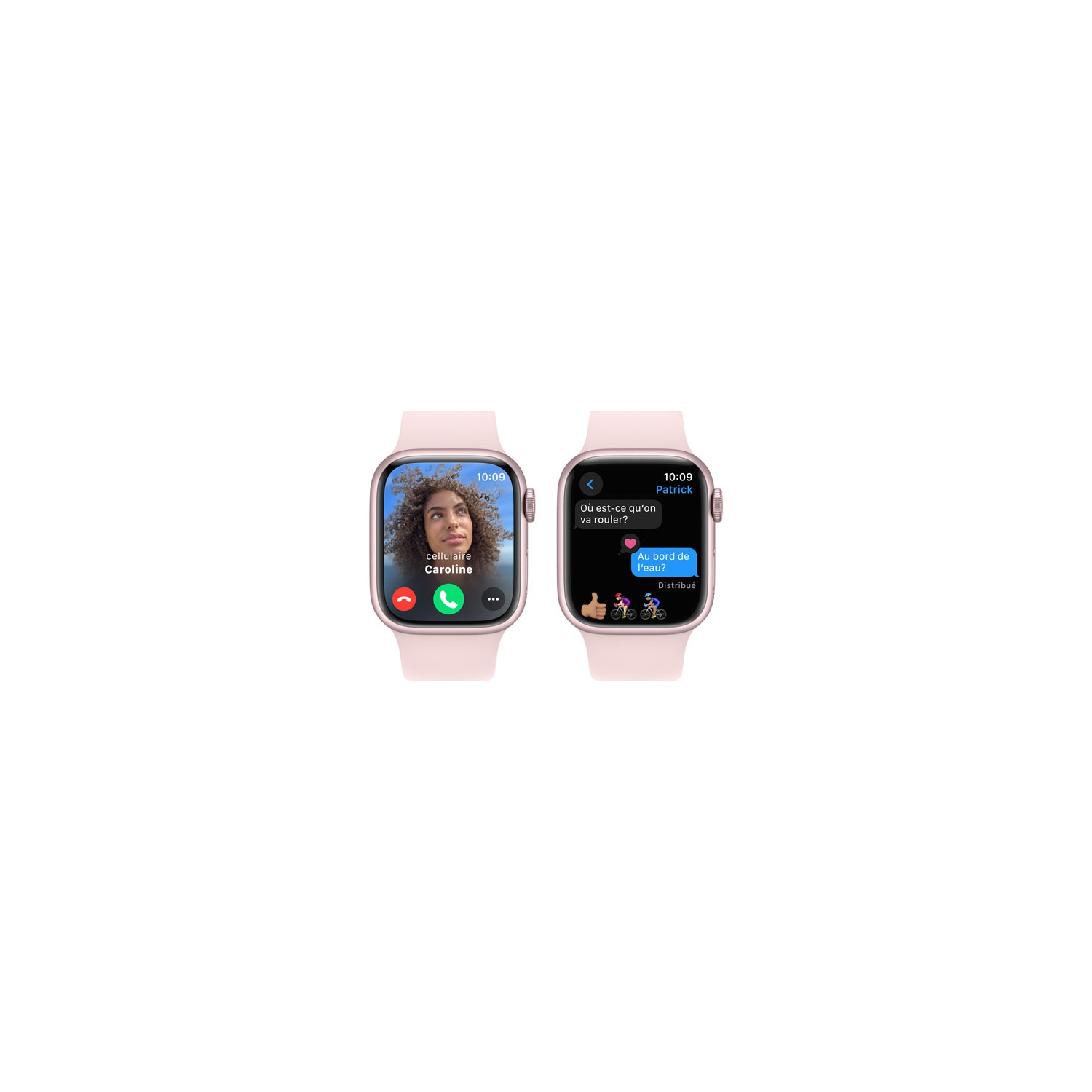 Refurbished - Apple Watch Series 9 (GPS) 41mm Pink Aluminum Case with Pink Sport Band - Small / Medium