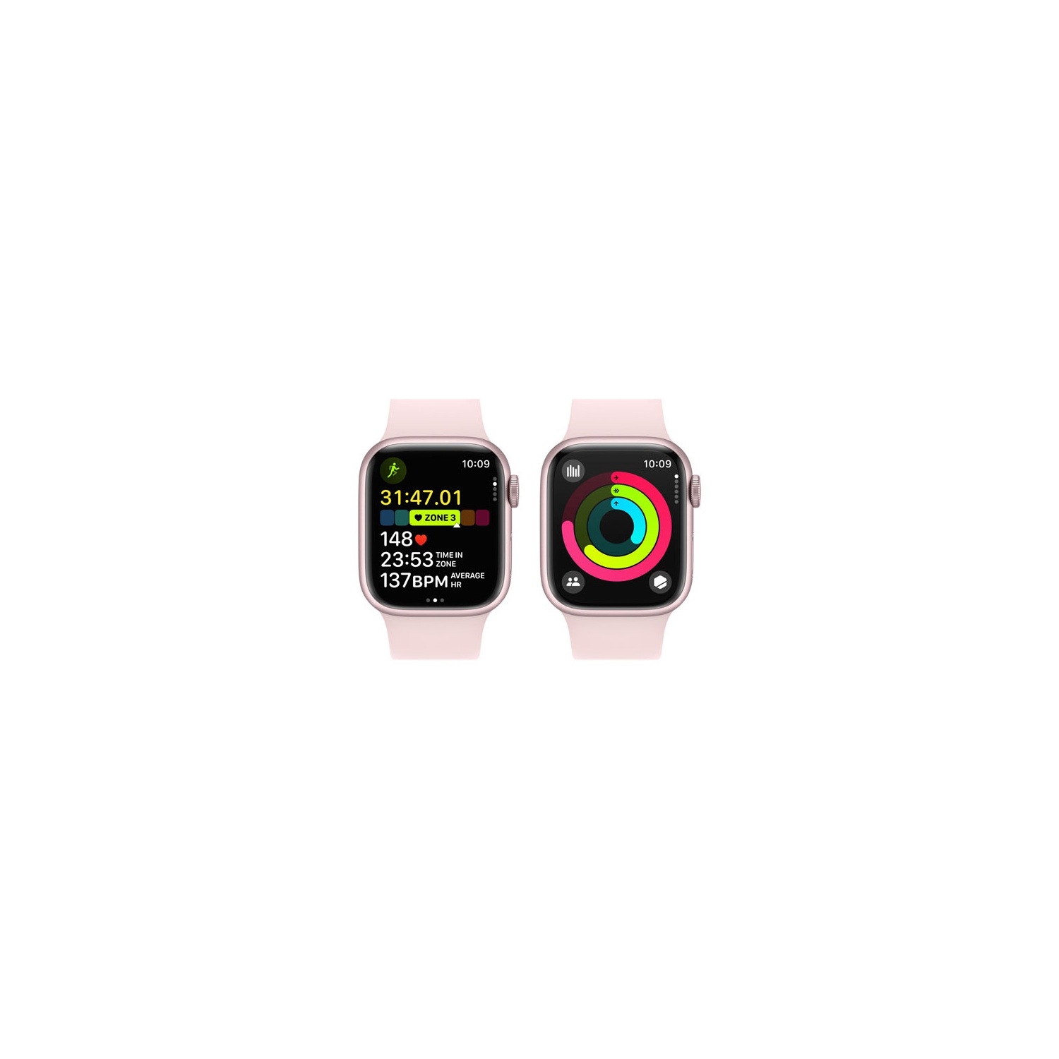 Refurbished - Apple Watch Series 9 (GPS) 41mm Pink Aluminum Case with Pink Sport Band - Small / Medium