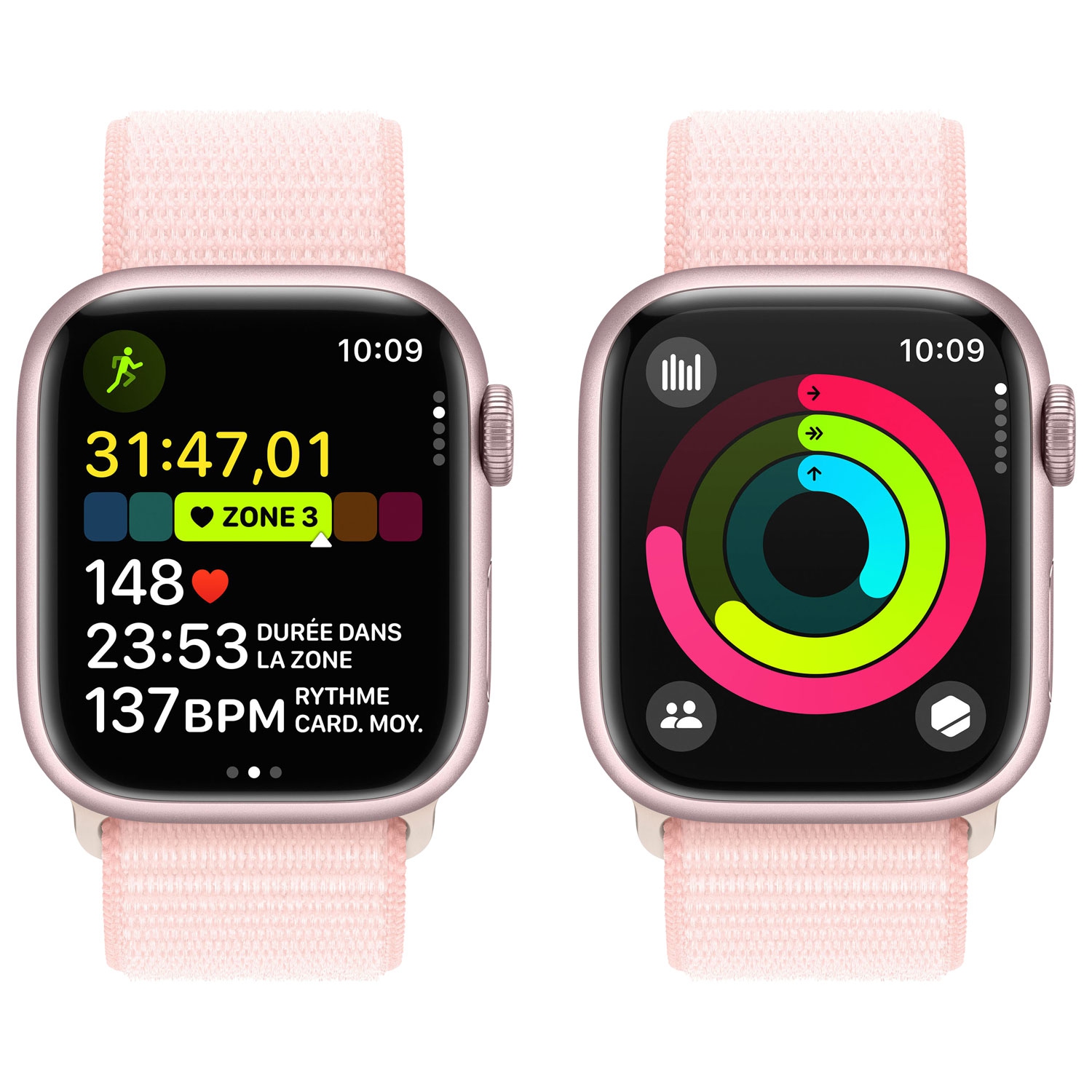 Refurbished - Apple Watch Series 9 (GPS) 41mm Pink Aluminium Case with Light Pink Sport Loop