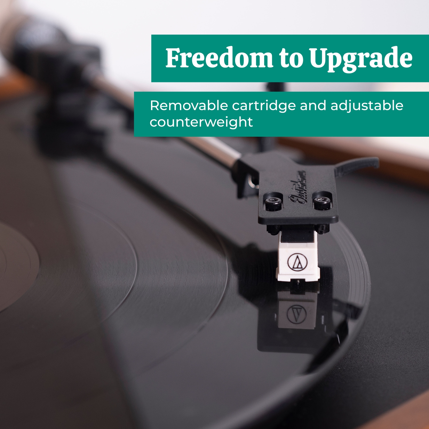 Electrohome – lecteur de disques en vinyle Montrose avec haut-parleurs d’étagère Bluetooth pour un son naturel chaleureux, teck