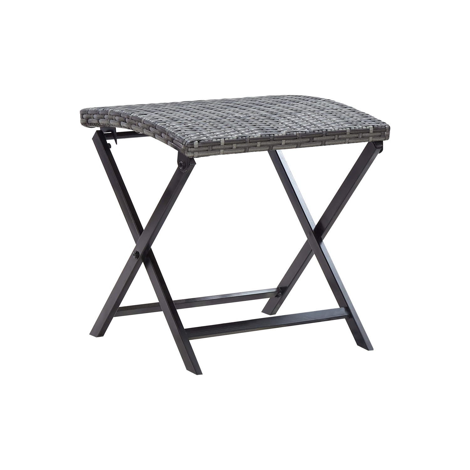vidaXL Folding Stool Poly Rattan Grey