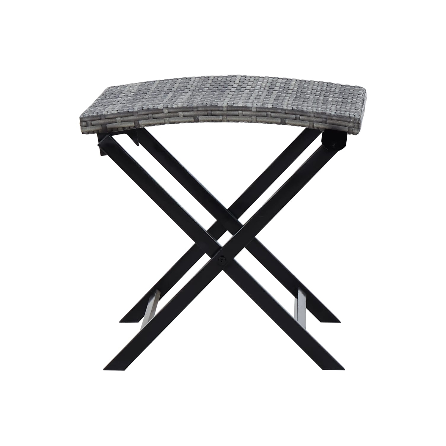 vidaXL Folding Stool Poly Rattan Grey