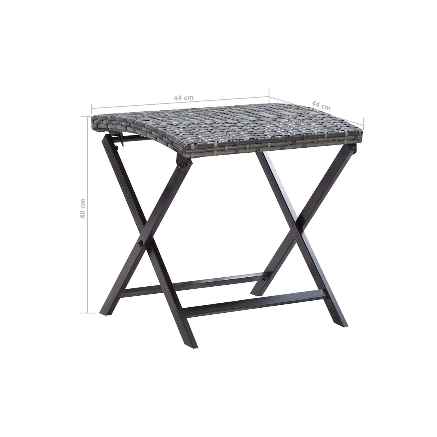 vidaXL Folding Stool Poly Rattan Grey