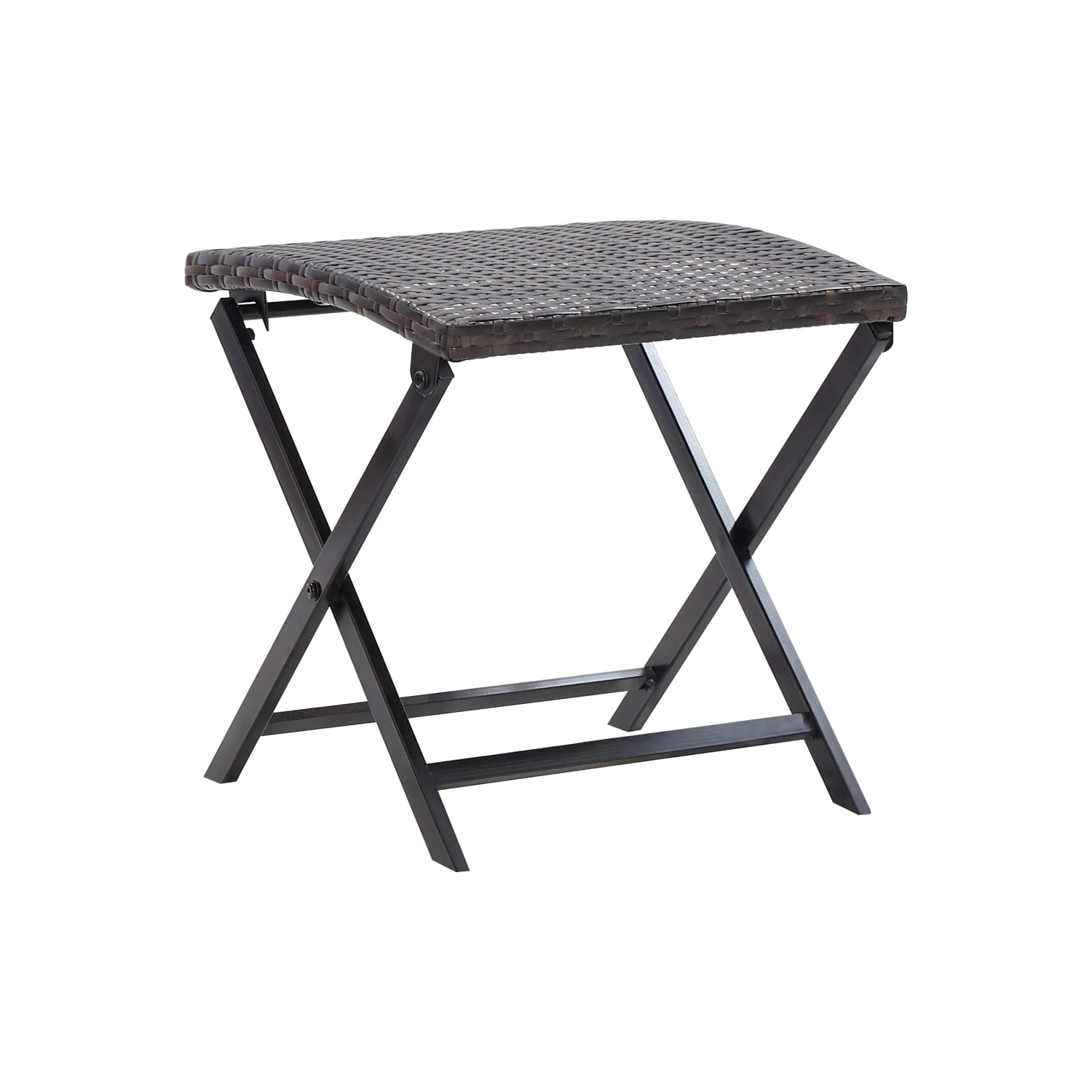 vidaXL Folding Stool Poly Rattan Brown