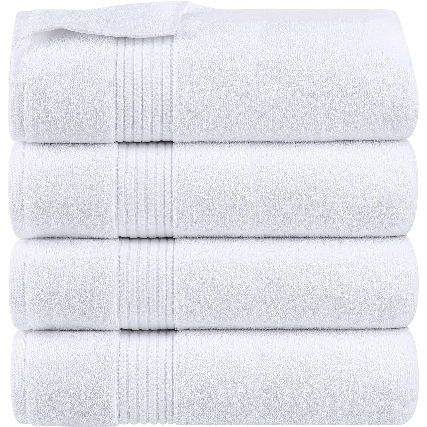 Serviettes Utopia – serviettes de bain 100 % coton filé avec anneaux, ultra-doux et très absorbants, 27 x 54 po, grandes serviettes de bain (blanc)